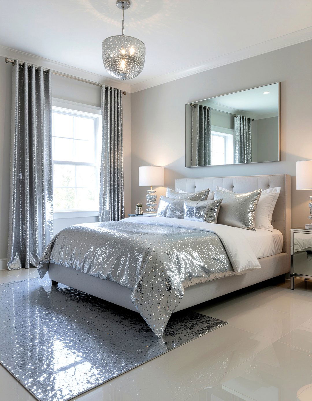Silver Sparkle Bedroom - 30 modern glam bedroom ideas