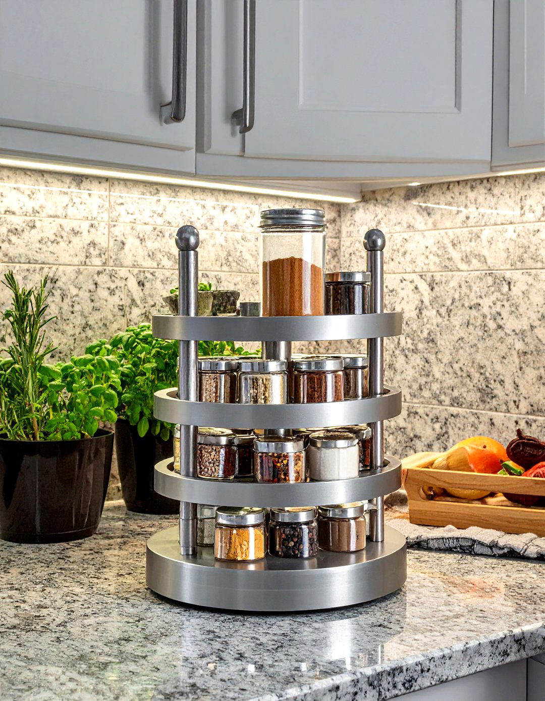 Silver Spice Rack - 30 gray kitchen accessories ideas