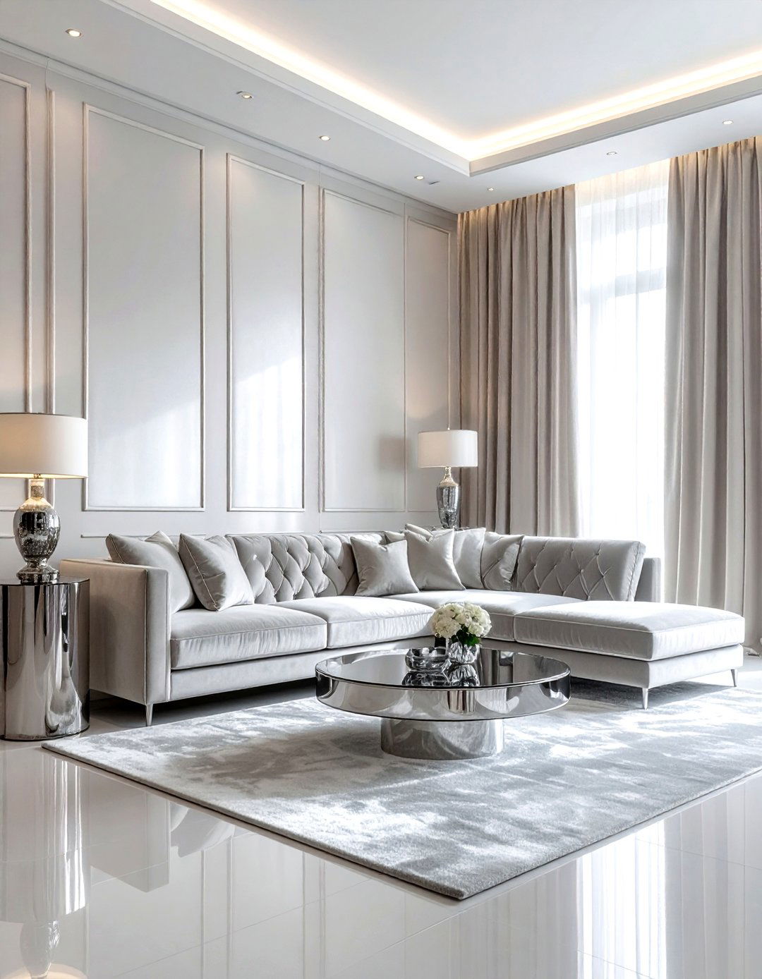 Silver Velvet Sofa Living Room - 30 silver accent living room ideas