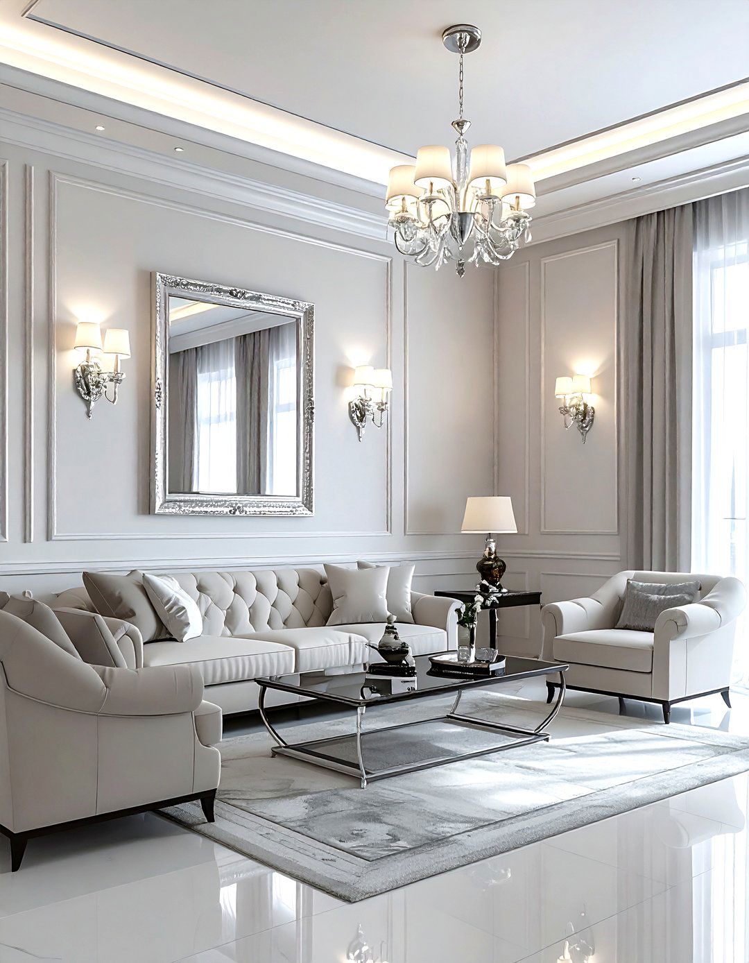 Silver Wall Sconce - 30 gray living room accessories ideas