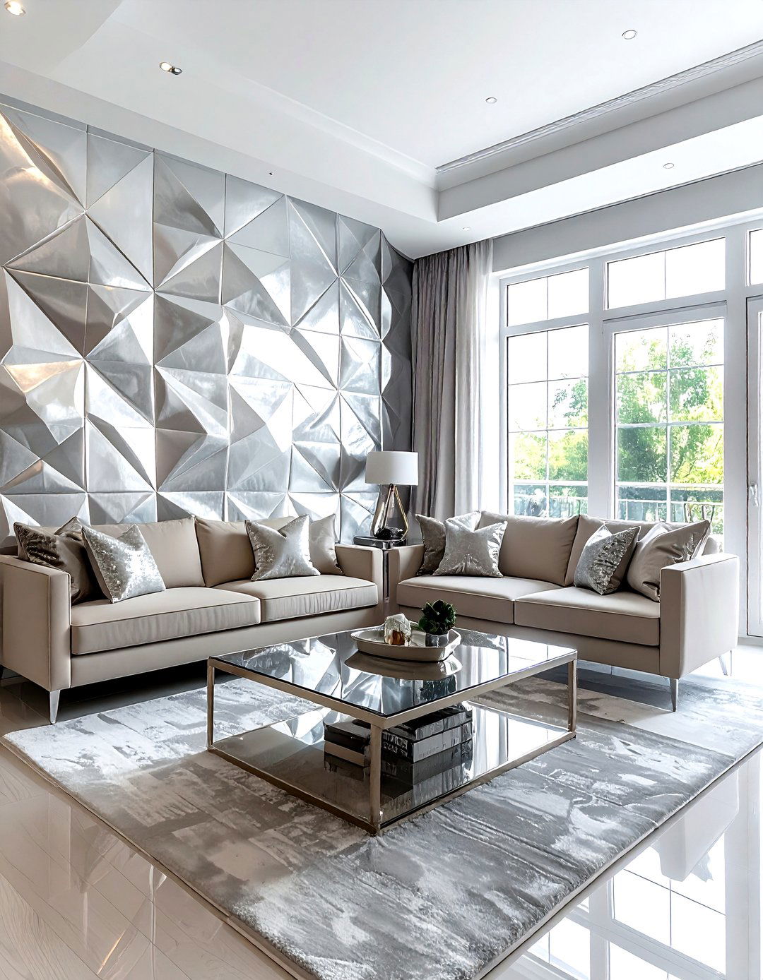 Silver Wallpaper Accent Wall Living Room - 30 silver accent living room ideas