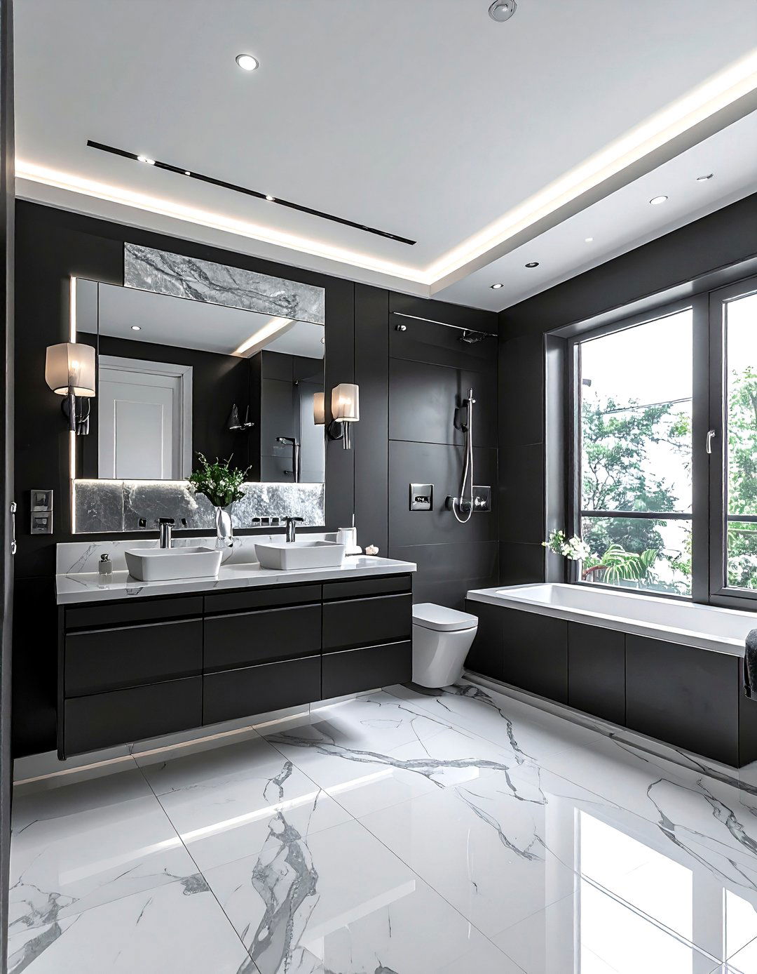 Silver and black bathroom - 30 silver bathroom ideas