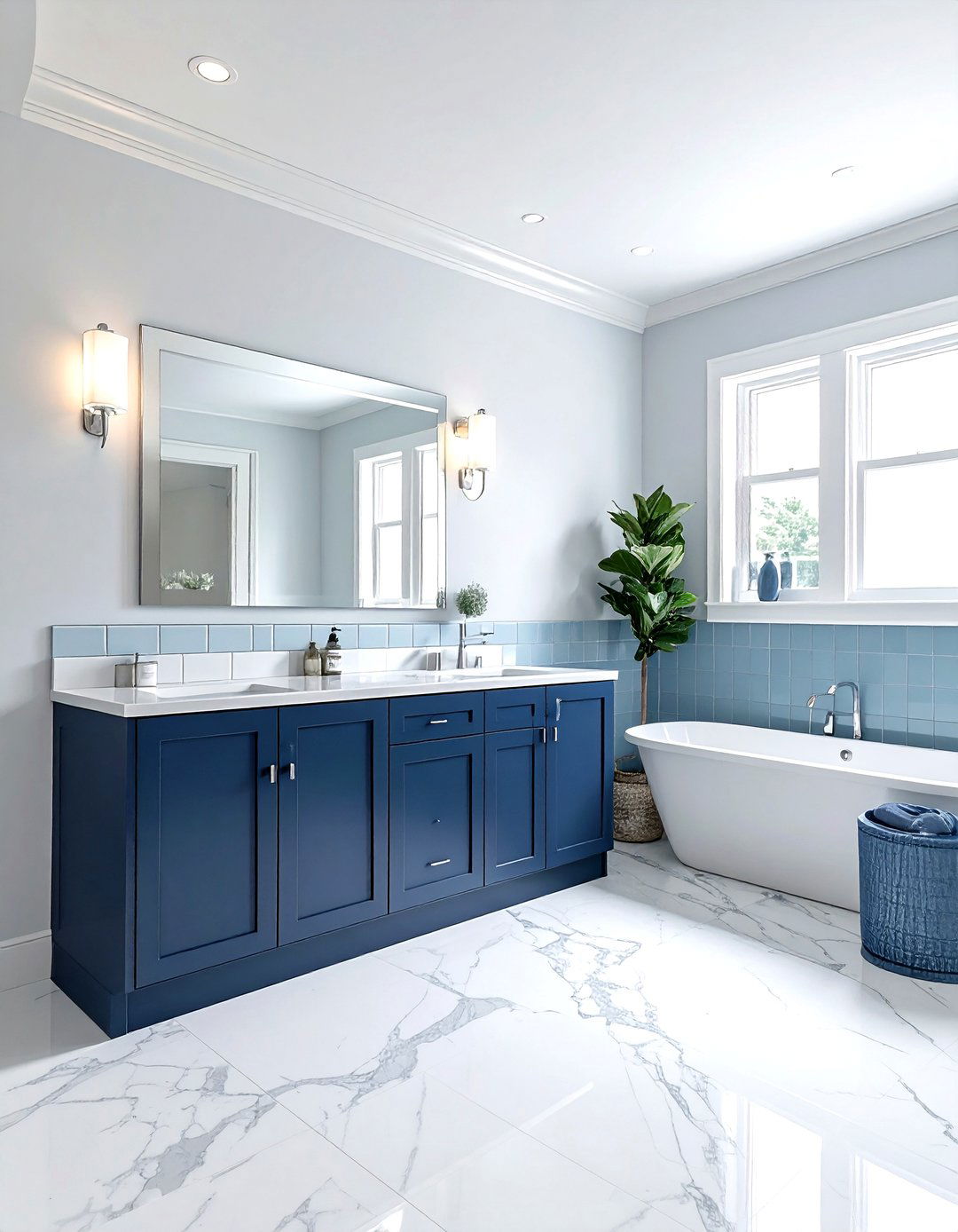 Silver and blue bathroom - 30 silver bathroom ideas