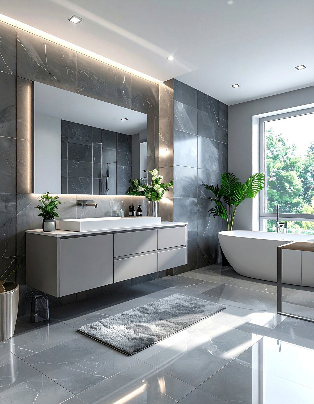 Silver and charcoal bathroom - 30 silver bathroom ideas