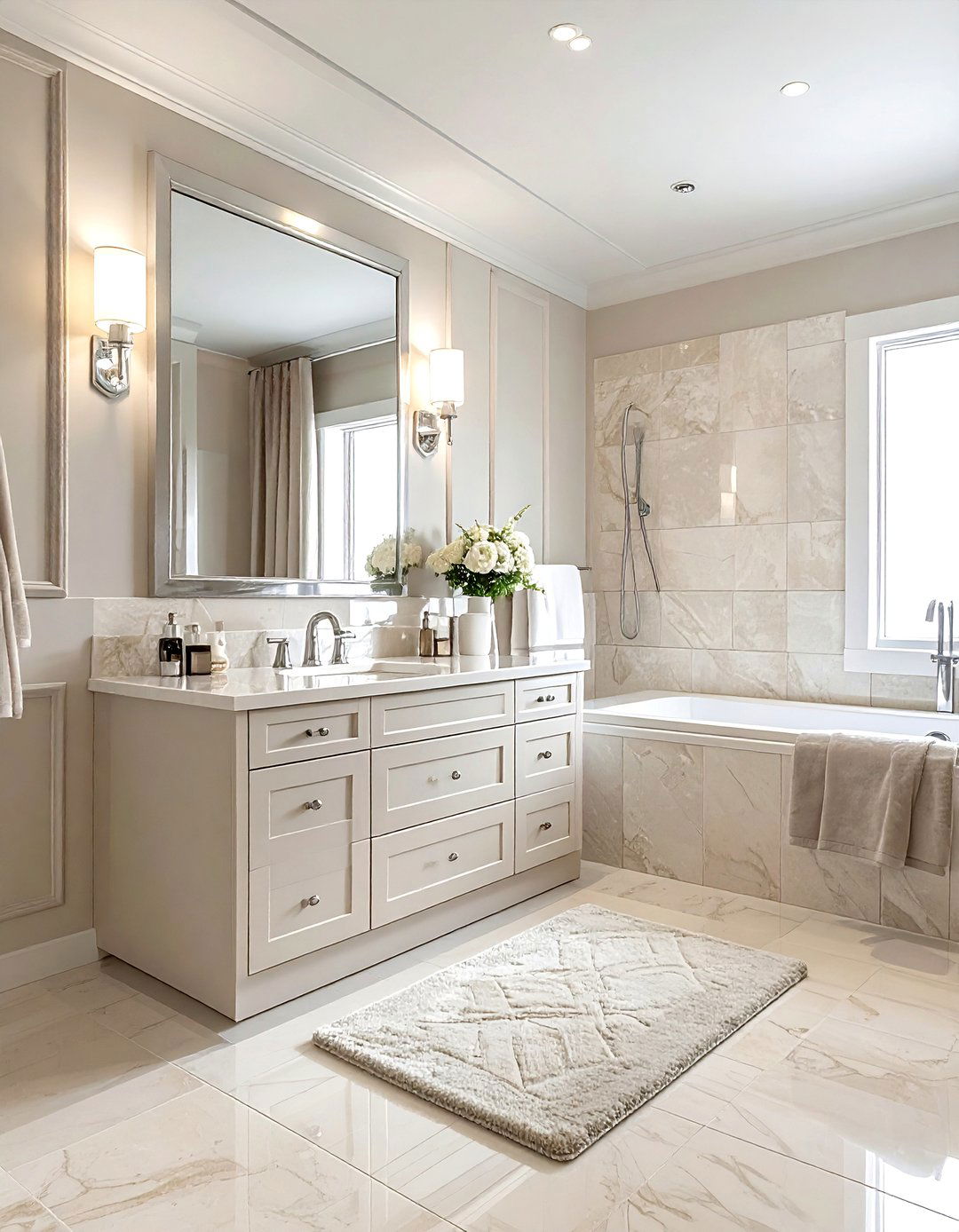 Silver and cream bathroom - 30 silver bathroom ideas