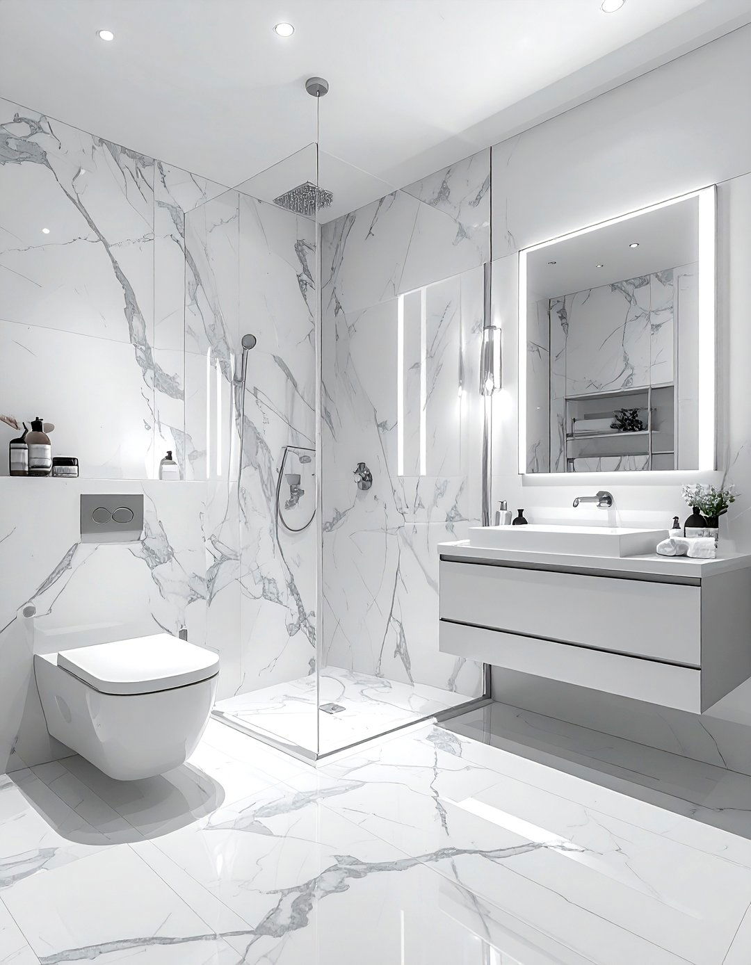 Silver and marble bathroom - 30 silver bathroom ideas