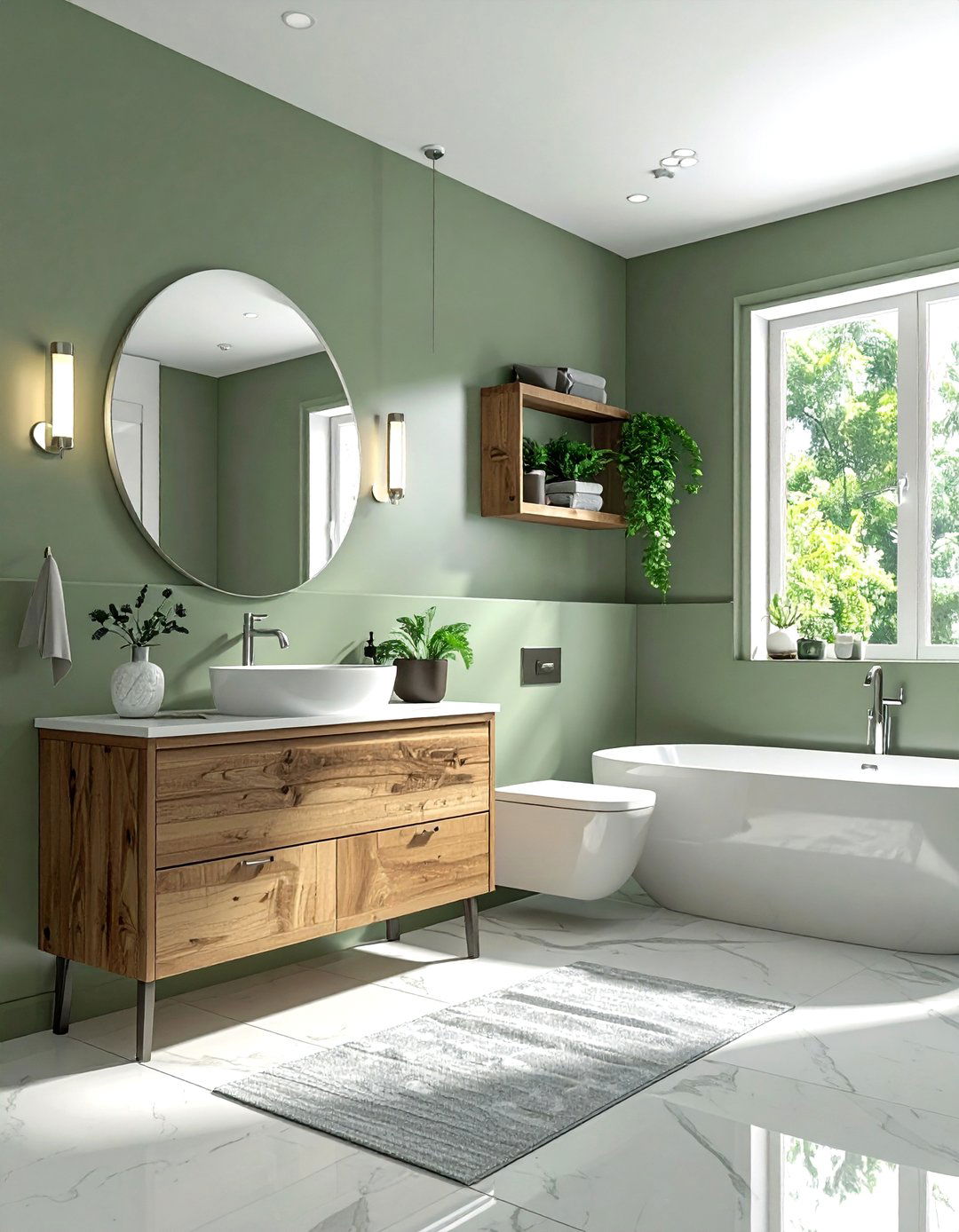Silver and sage green bathroom - 30 silver bathroom ideas