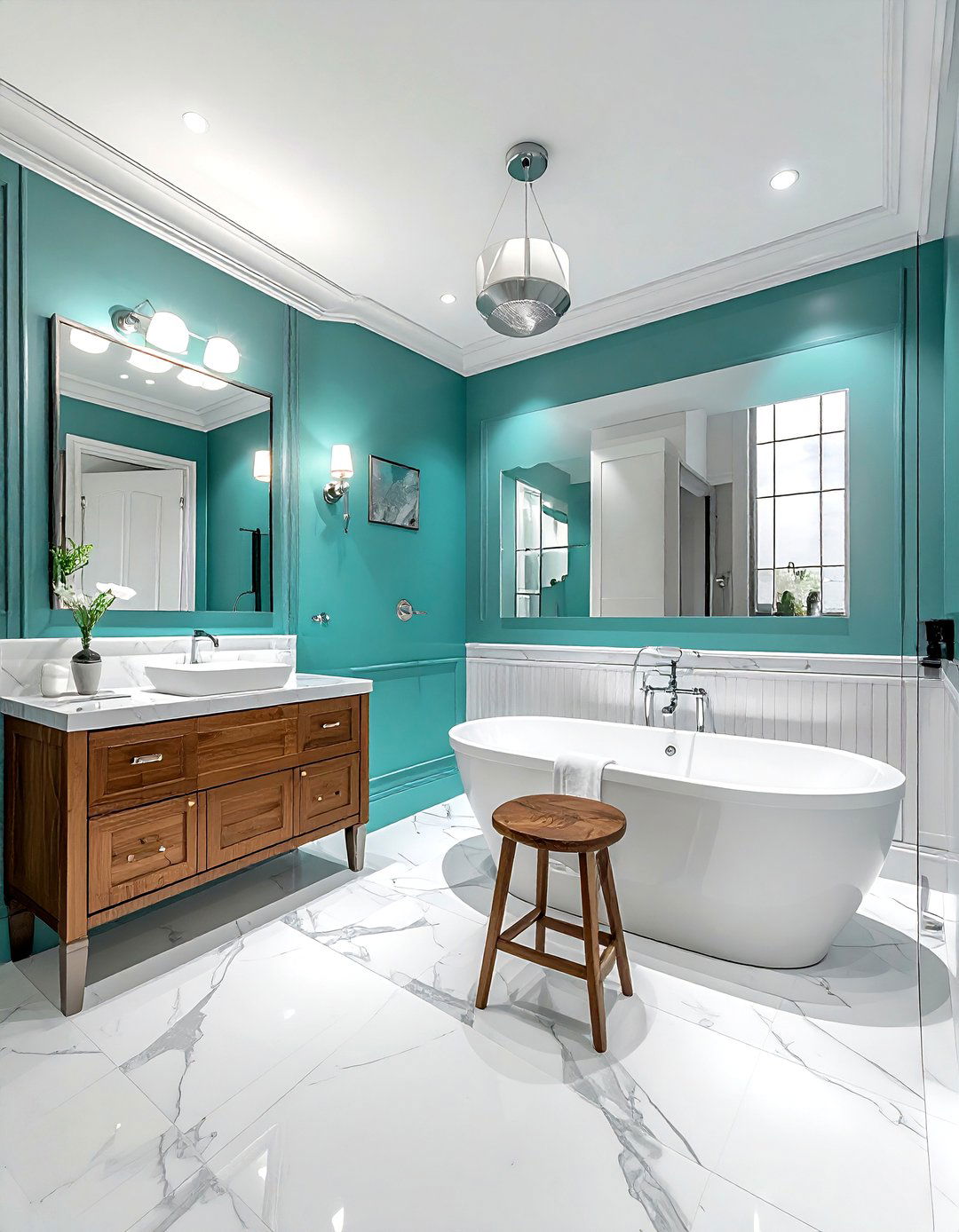 Silver and teal bathroom - 30 silver bathroom ideas