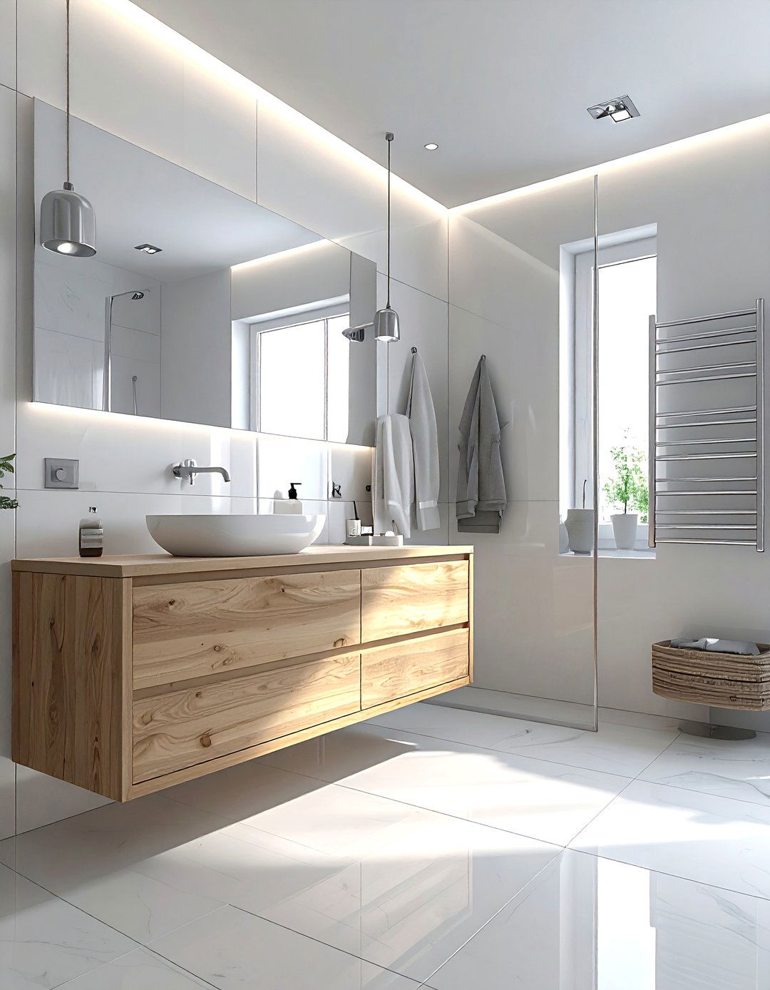 Silver and wood bathroom - 30 silver bathroom ideas