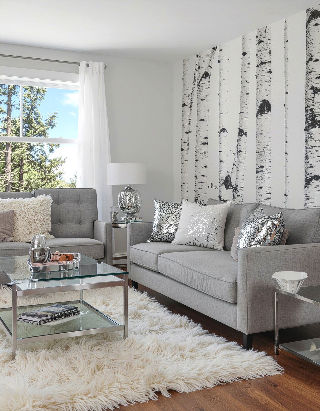 Silver birch wallpaper - 30 living room neutral wallpapers