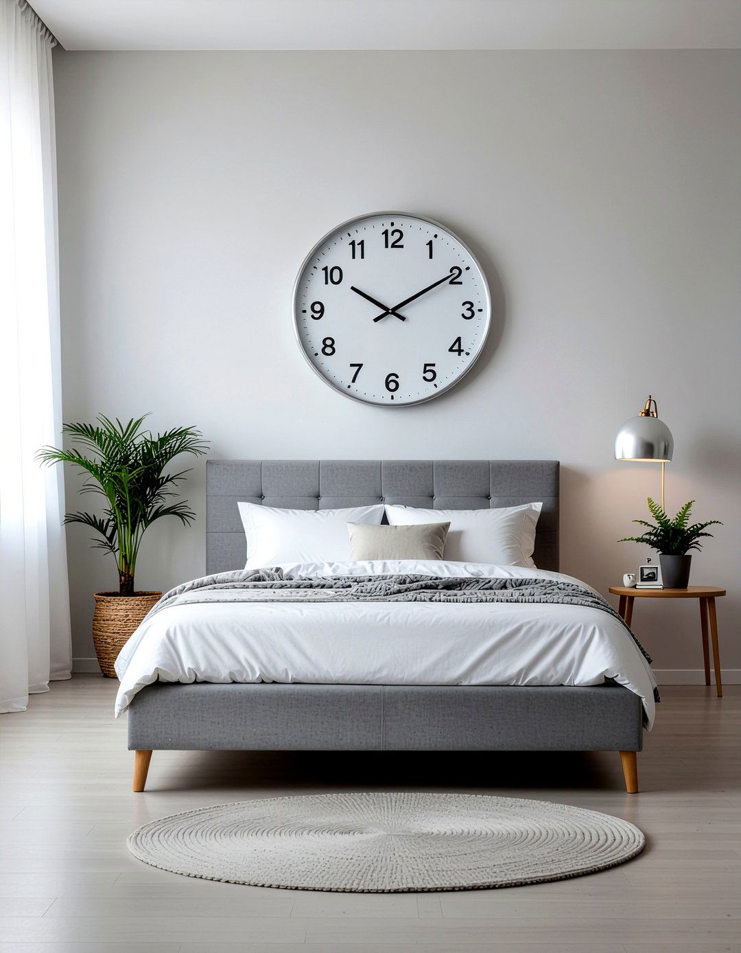 Silver clock for wall - 30 silver accent bedroom ideas