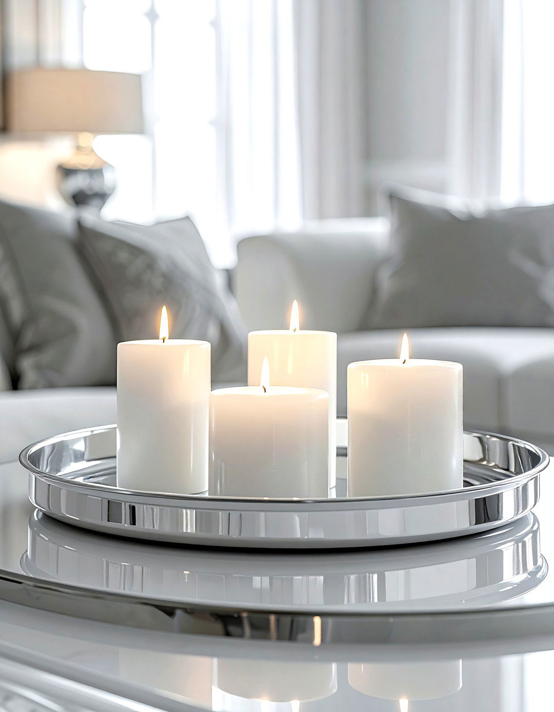 Silver decorative tray - 30 coffee table decor ideas