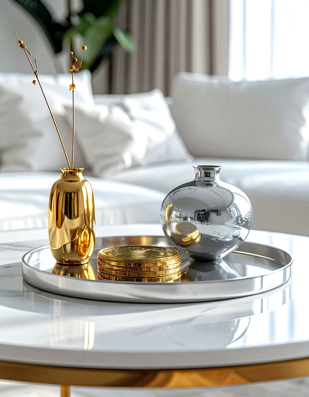 Silver gold coffee table - 30 mixed metal decor ideas