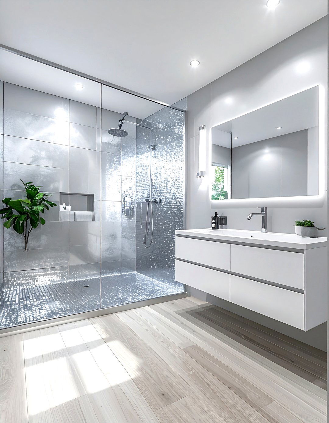 Silver tile bathroom - 30 silver bathroom ideas