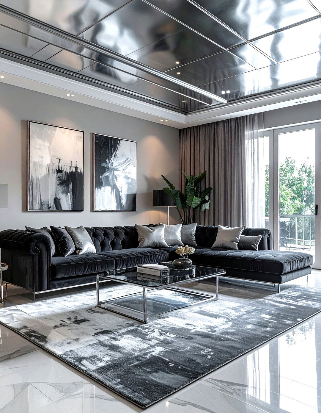 Silver tin ceiling - 30 living room tin ceiling ideas