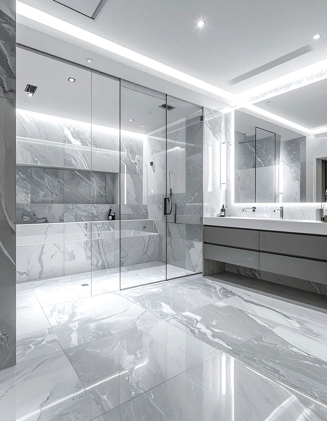 Silver travertine tile - 30 bathroom flooring ideas