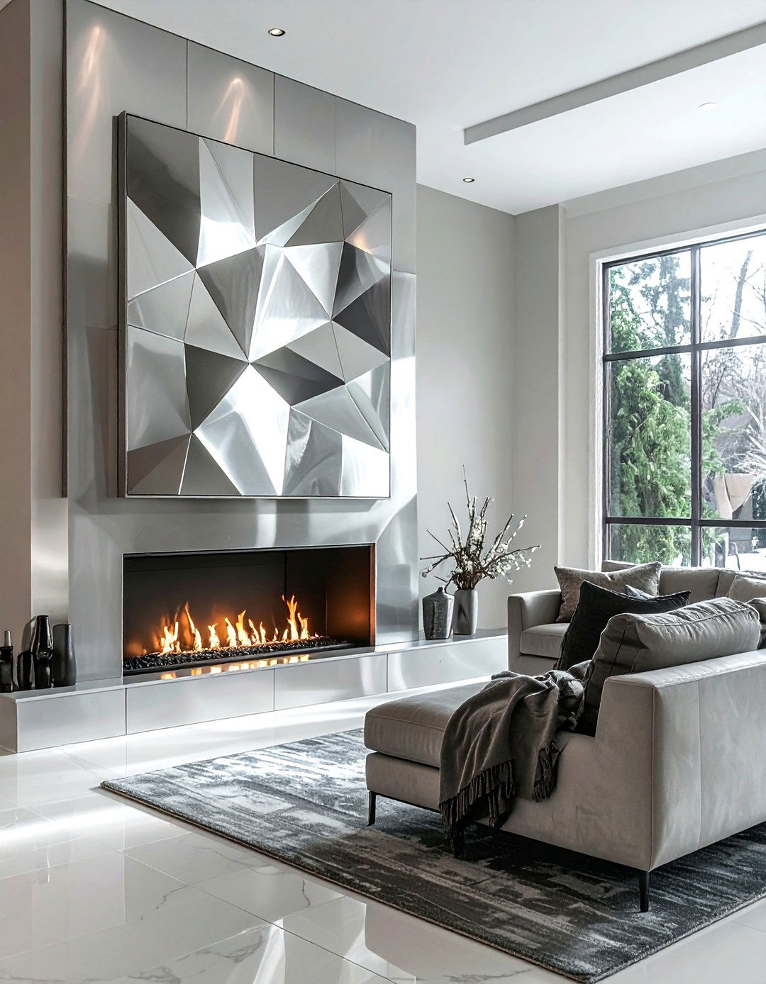 Silver wall art - 30 grey living room accessories ideas