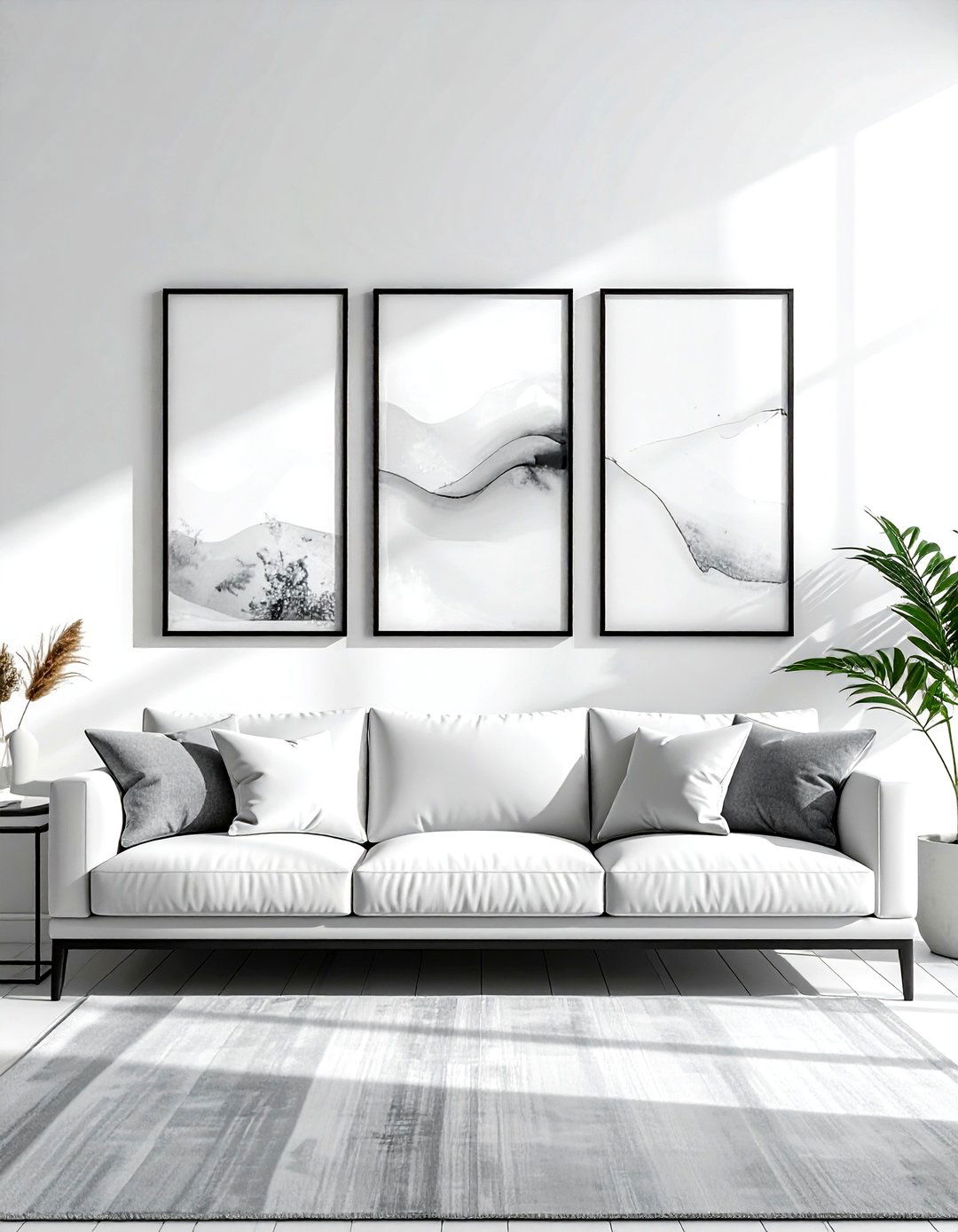 Simple Gallery Wall - 30 soft minimalist living room ideas