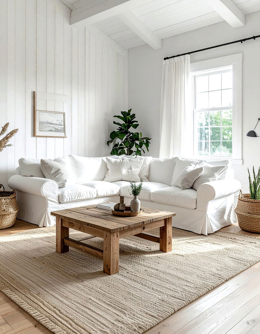 Simple White Farmhouse Living Room Setup - 30 farmhouse white living room ideas