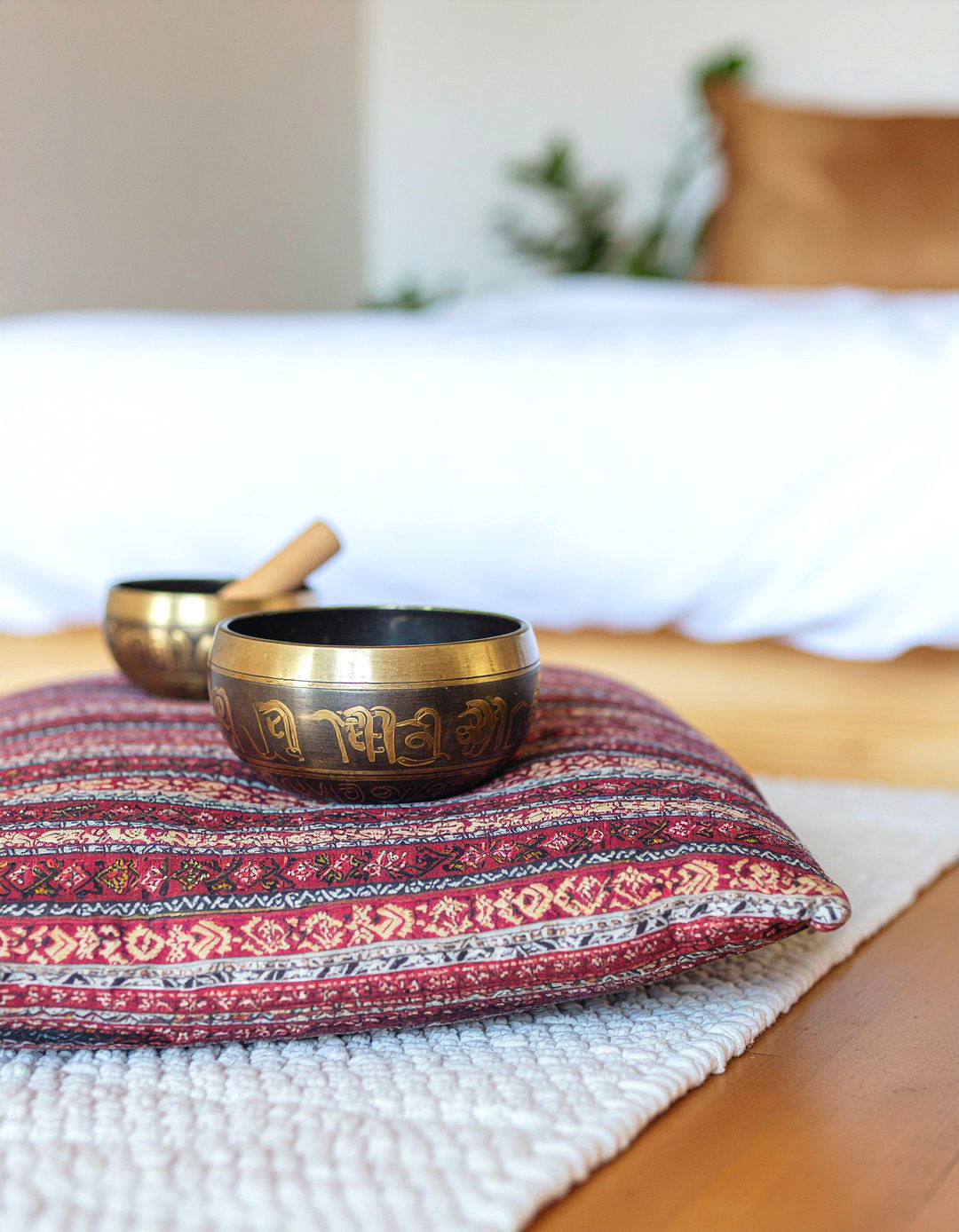 Singing bowls - 30 meditation bedroom ideas