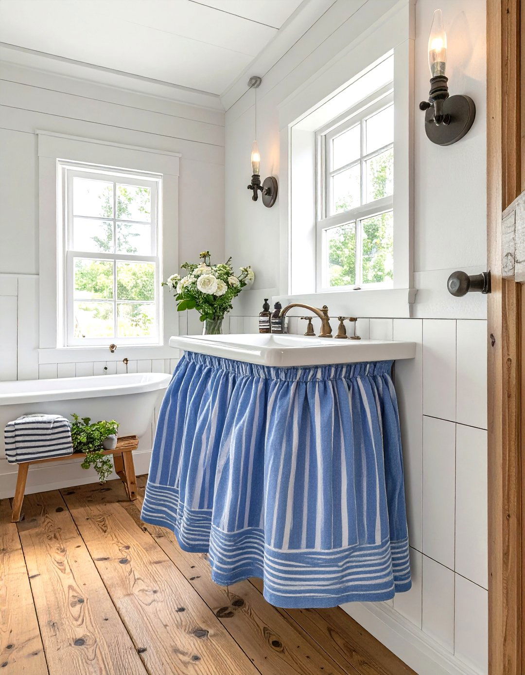 Sink skirt - 30 English bathroom ideas