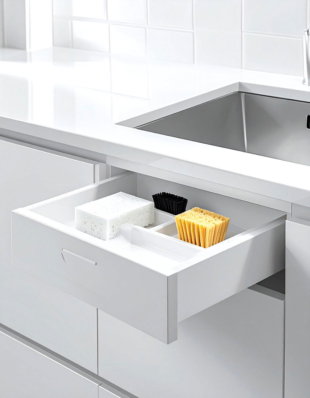Sink tip out tray - 30 kitchen cabinet storage ideas