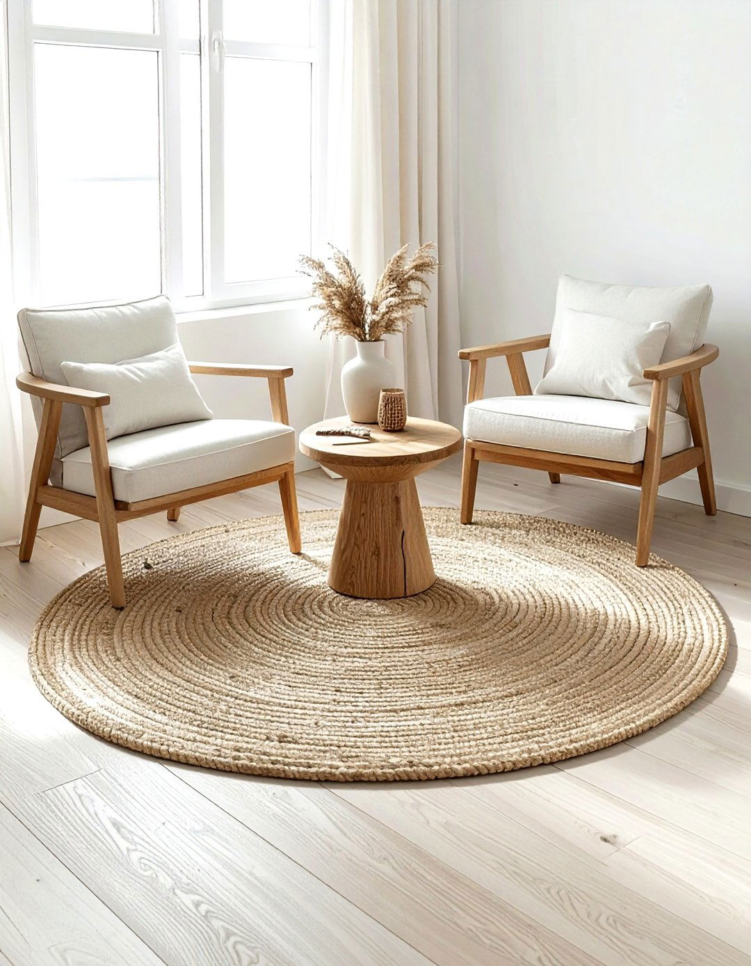 Sisal Round Rug - 30 living room beach furniture ideas