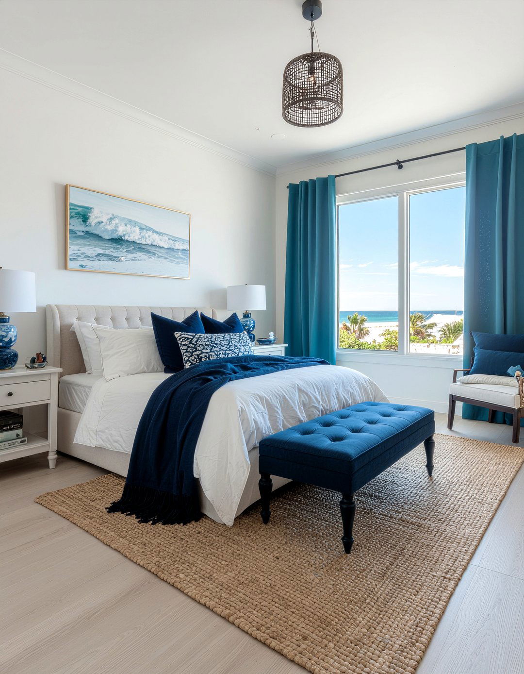 Sisal Rug With Blue Accents - 30 sisal bedroom ideas