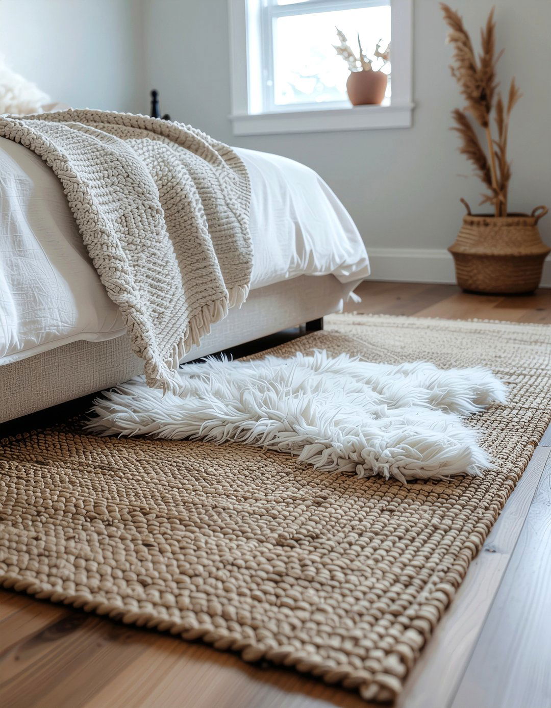Sisal Rug With Sheepskin Layer - 30 sisal bedroom ideas