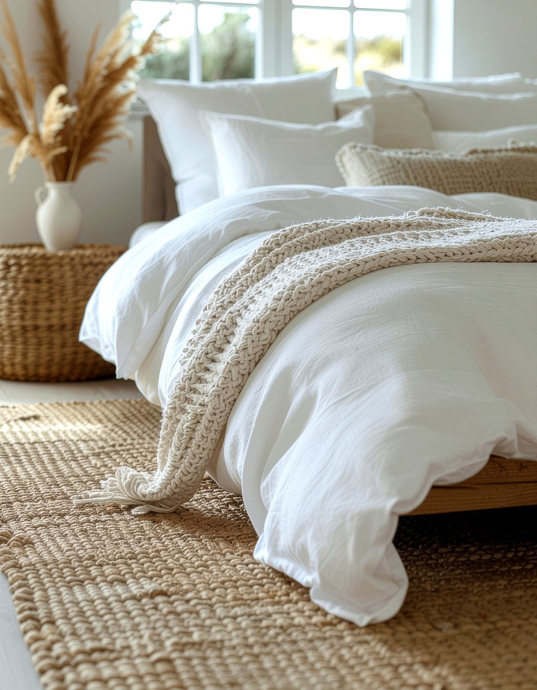 Sisal Rug With White Bedding - 30 sisal bedroom ideas