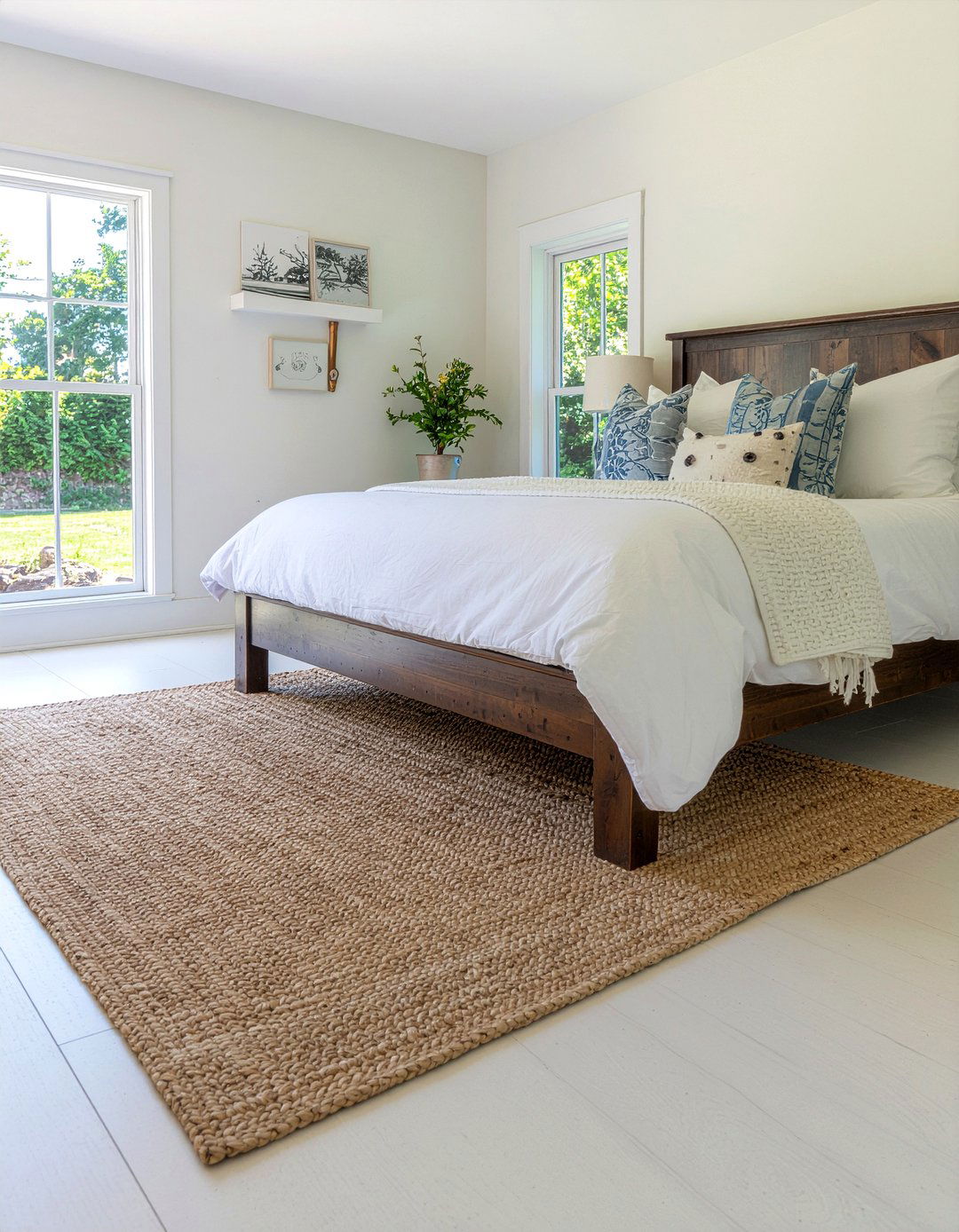 Sisal area rug - 30 New England bedroom ideas