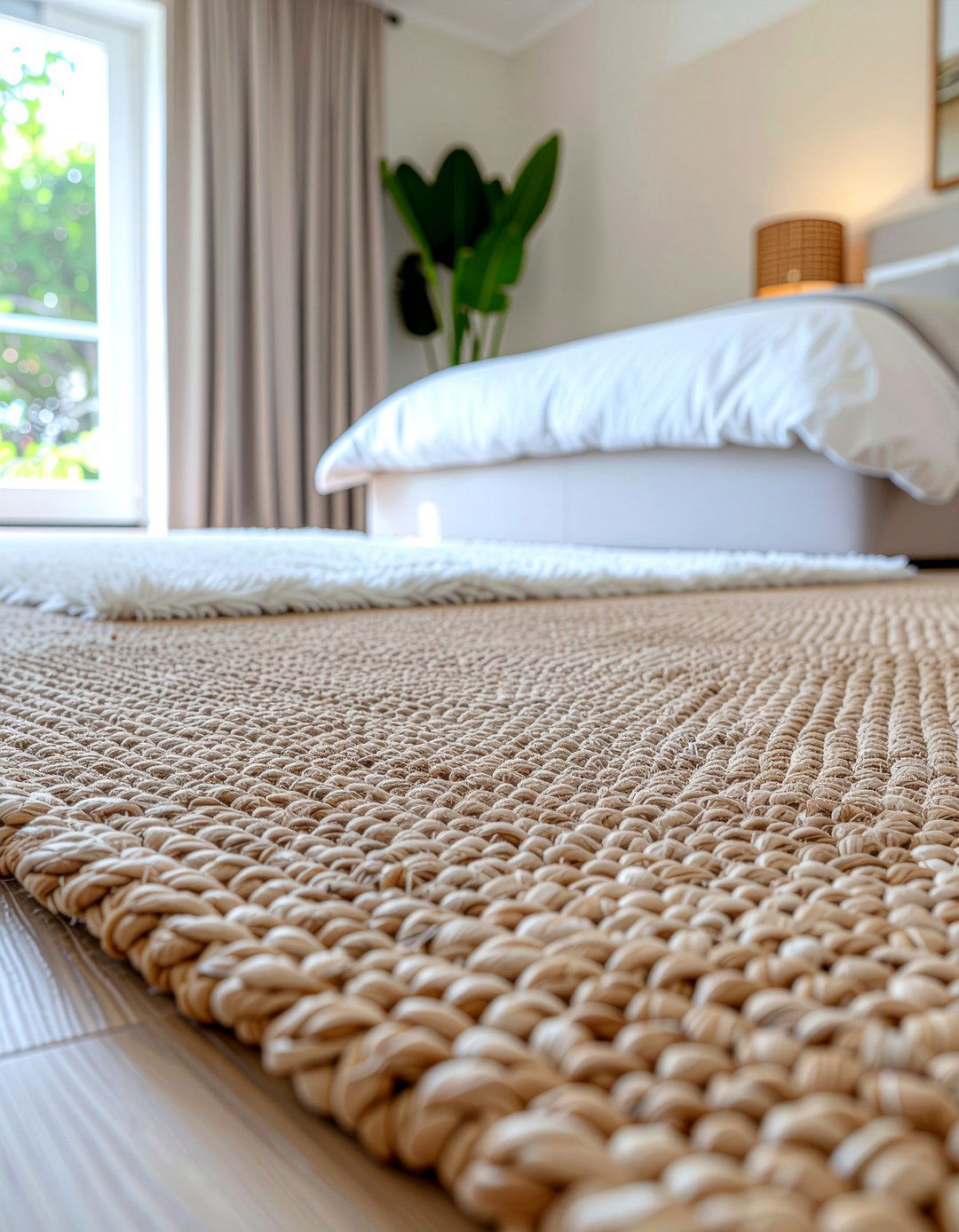 Sisal carpet flooring - 30 bedroom texture layering ideas