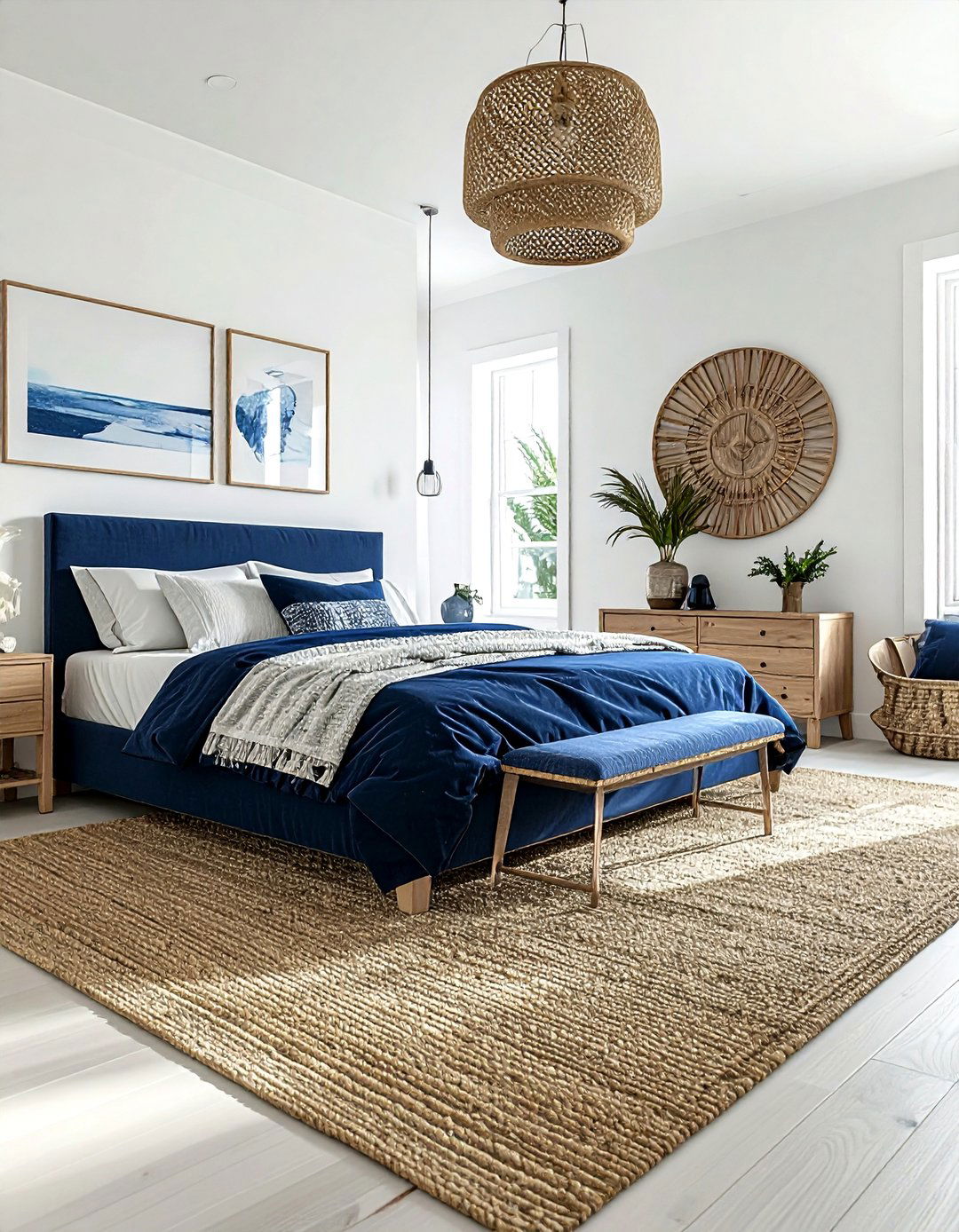 Sisal carpet navy bedroom - 30 coastal navy bedroom ideas