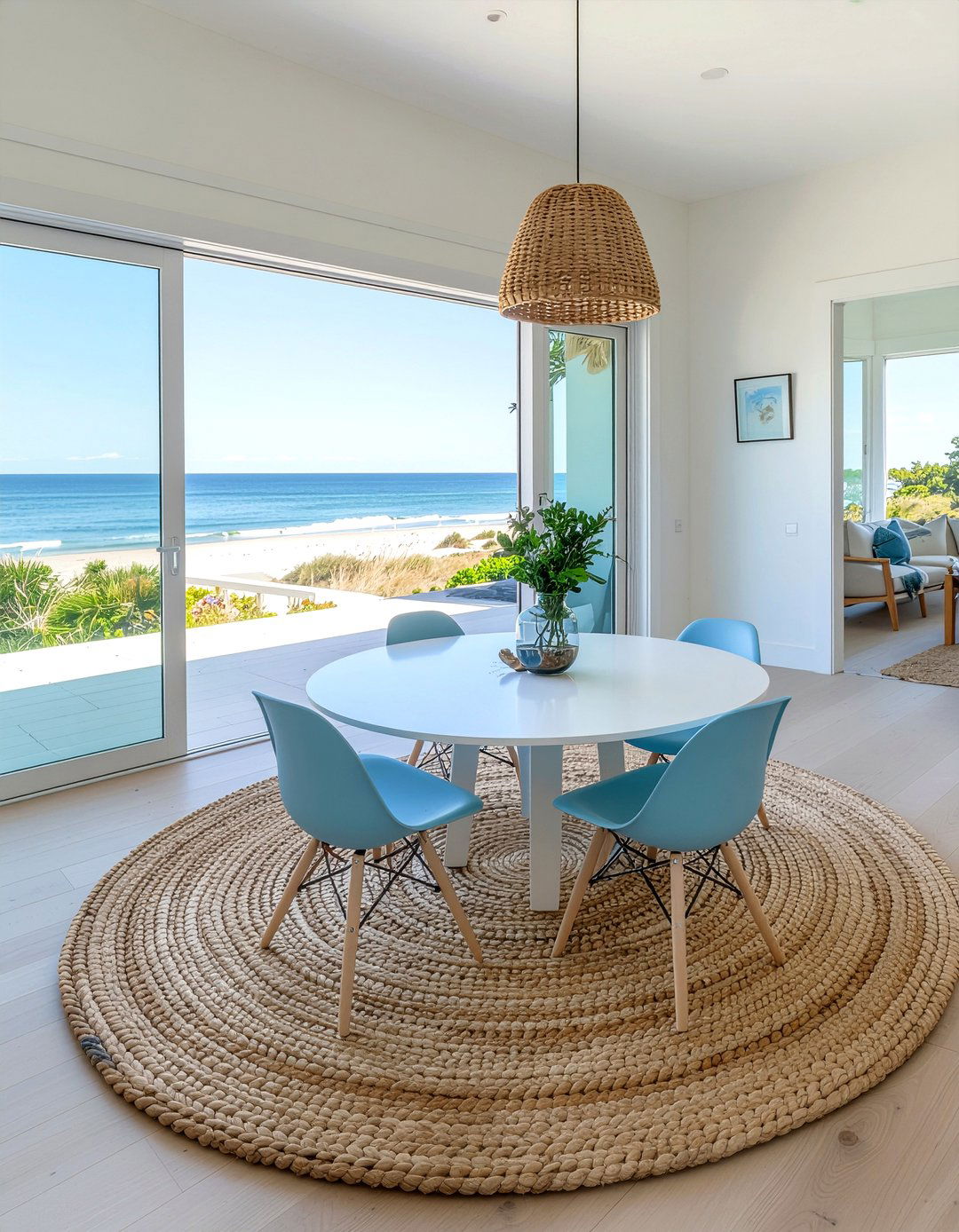 Sisal round rug dining room - 30 round rug dining room ideas