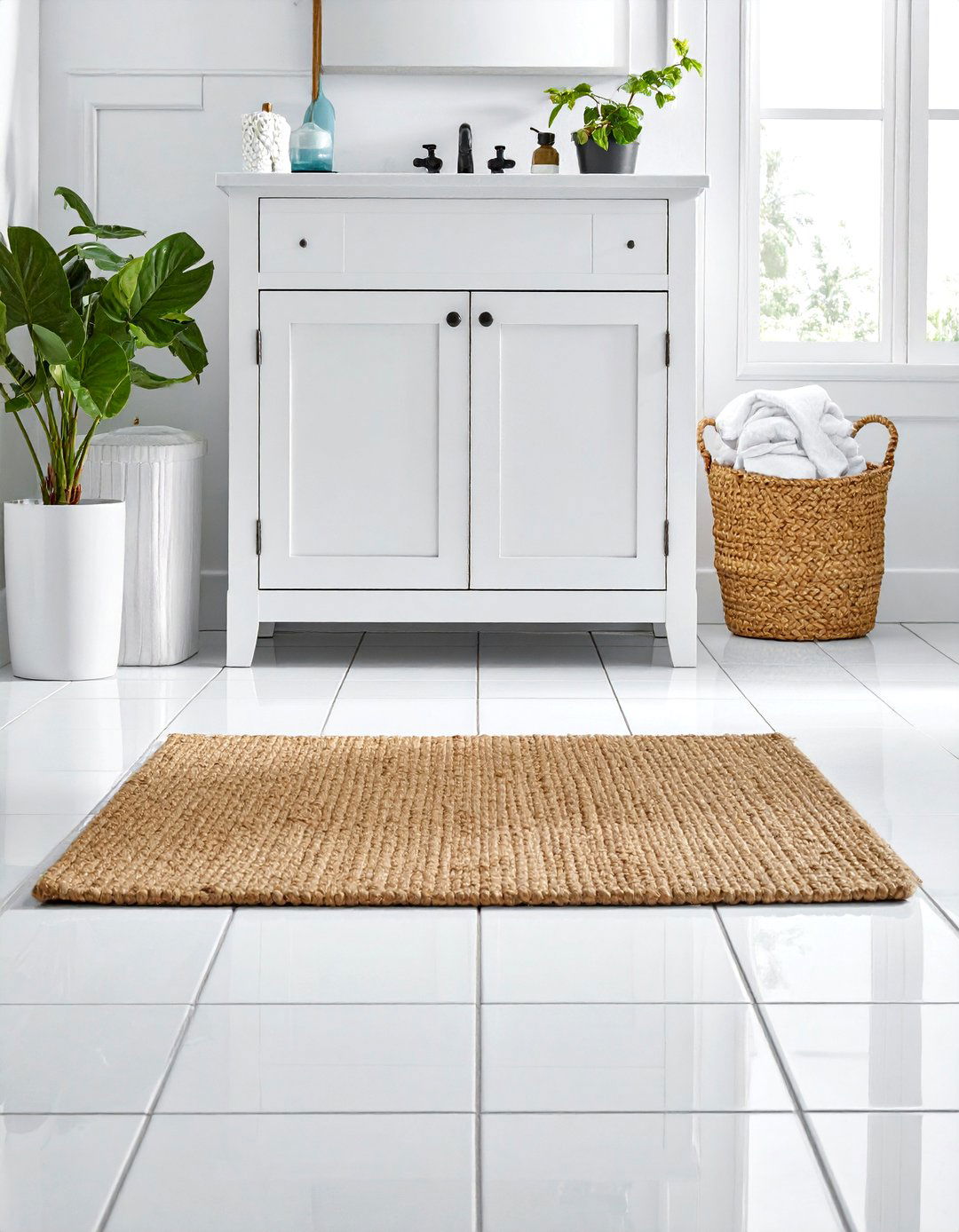 Sisal rug - 30 Cape Cod bathroom ideas
