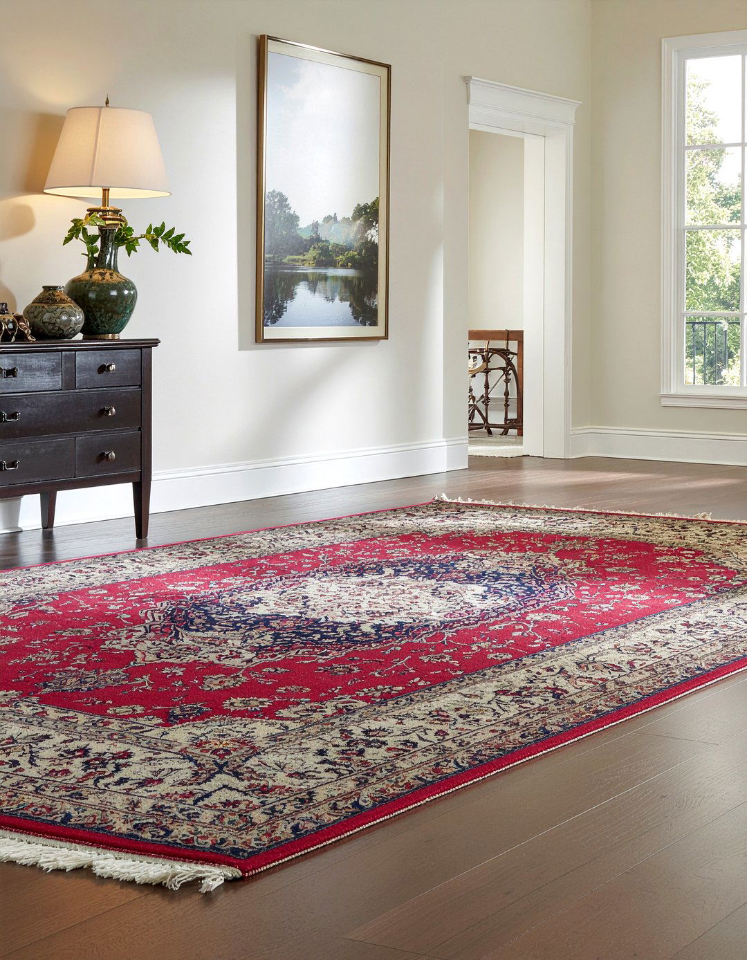 Sisal rug with oriental rug - 30 living room rug layering ideas