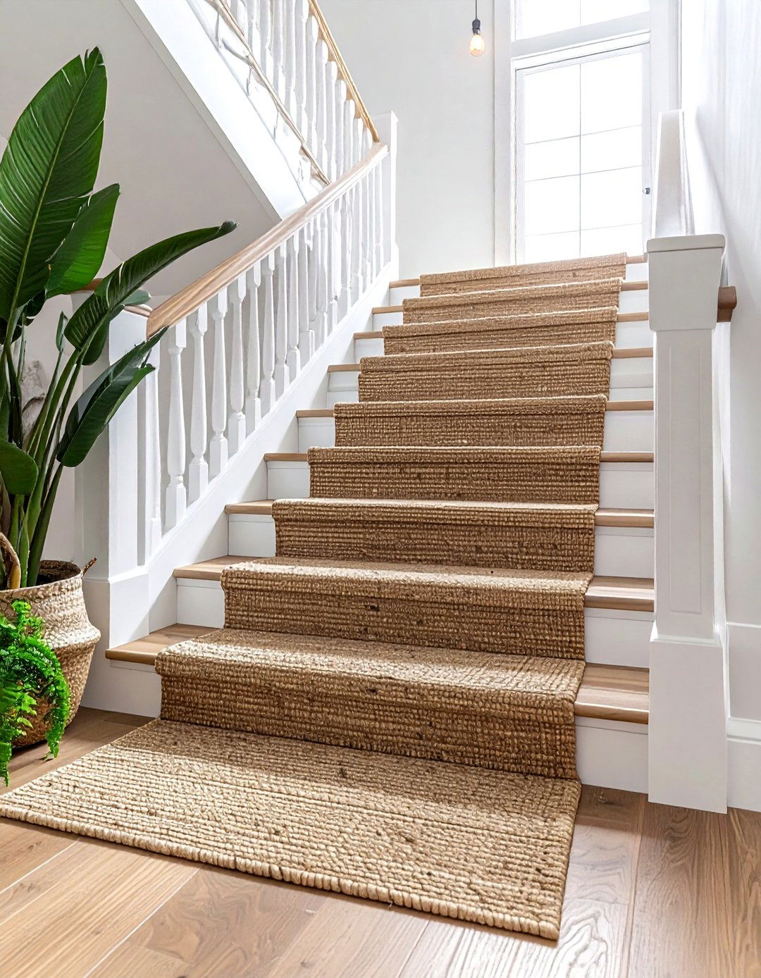 Sisal stair runner - 30 nature-inspired decor ideas