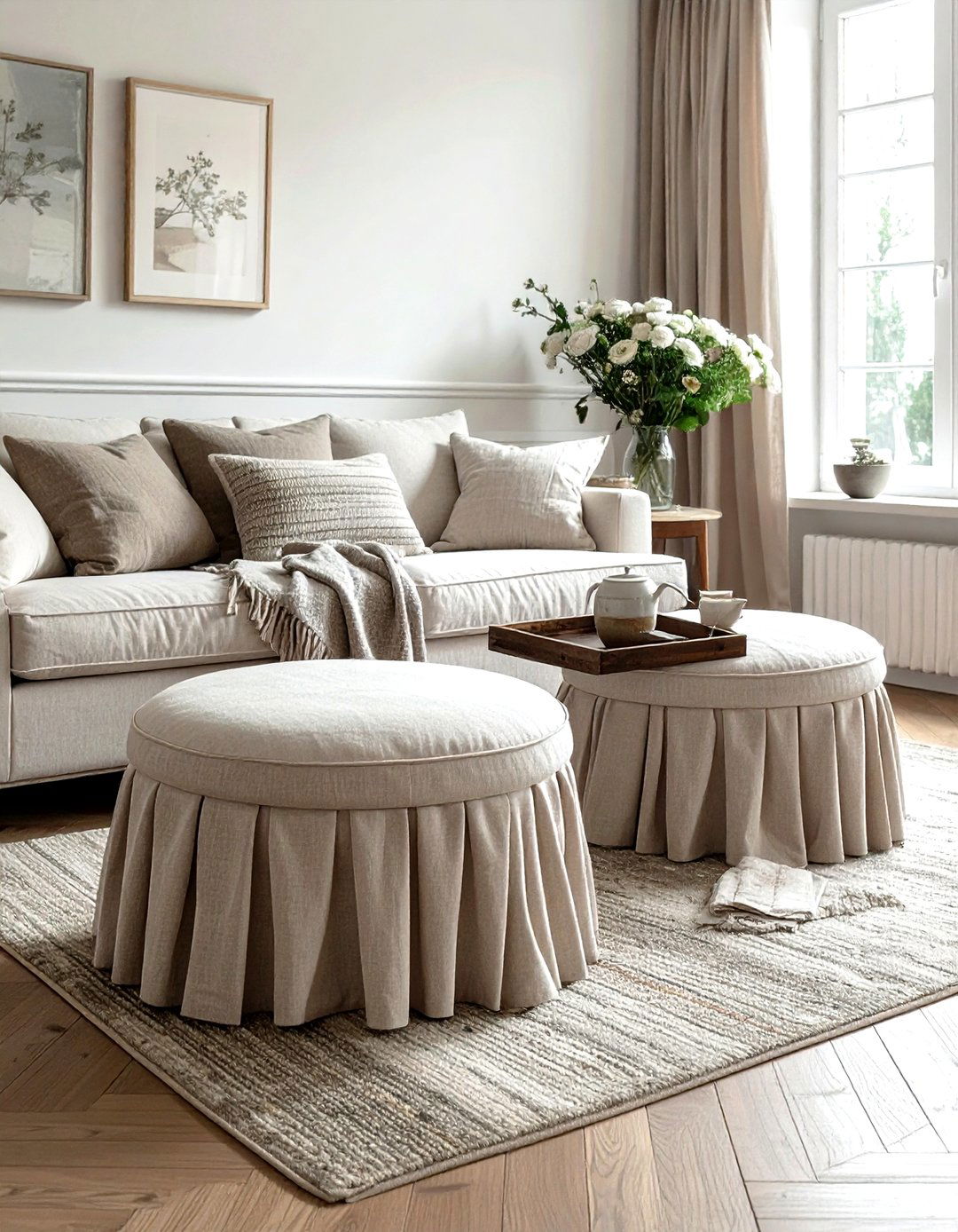 Skirted Ottoman Seating - 30 decor makeover ideas