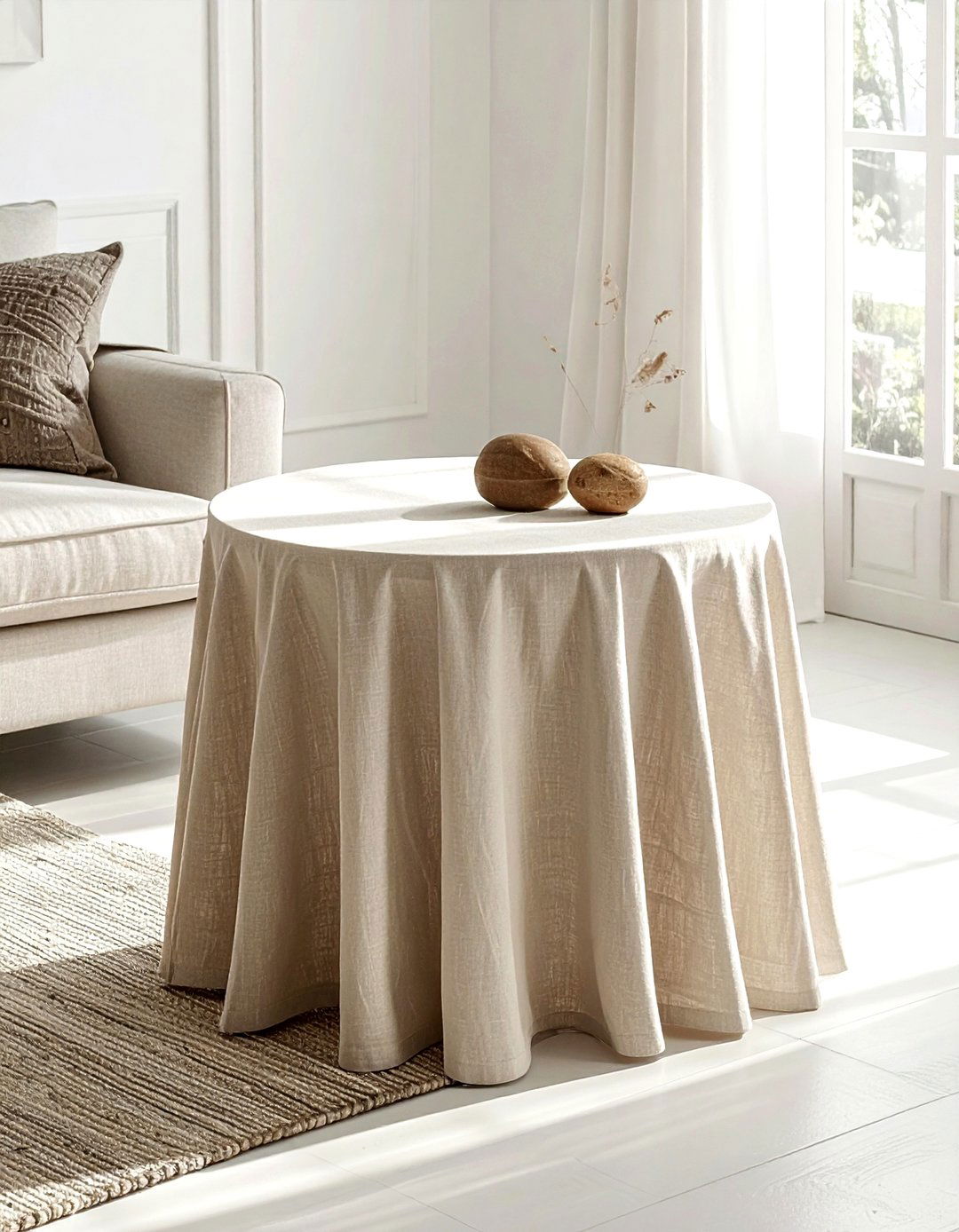 Skirted Side Table - 30 living room hidden storage ideas