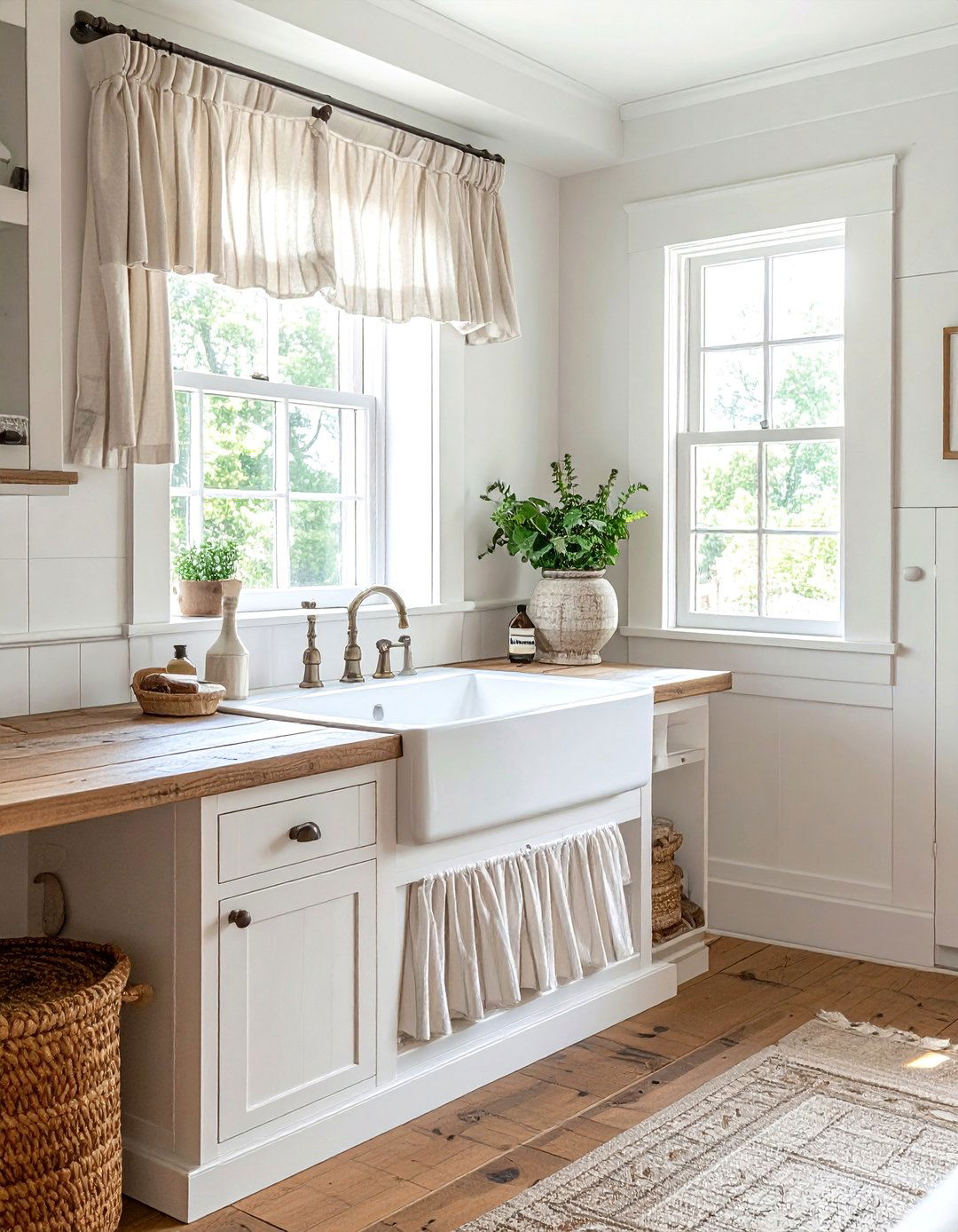 Skirted Under Sink Storage - 30 English country kitchen ideas