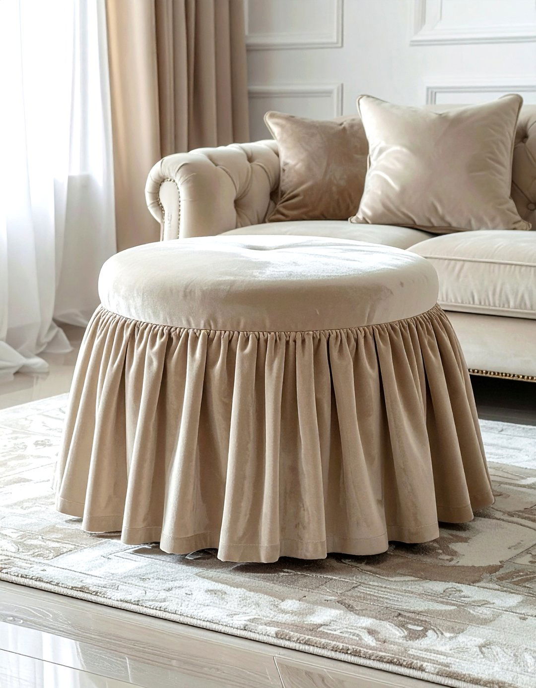 Skirted ottoman stool - 30 easy decor ideas