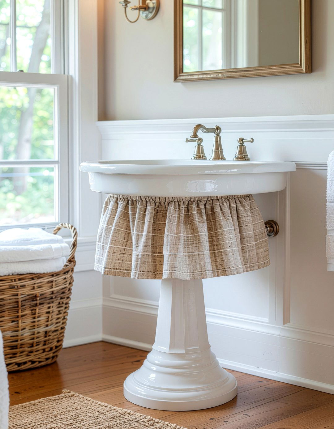 Skirted pedestal sink - 30 bathroom facelift ideas