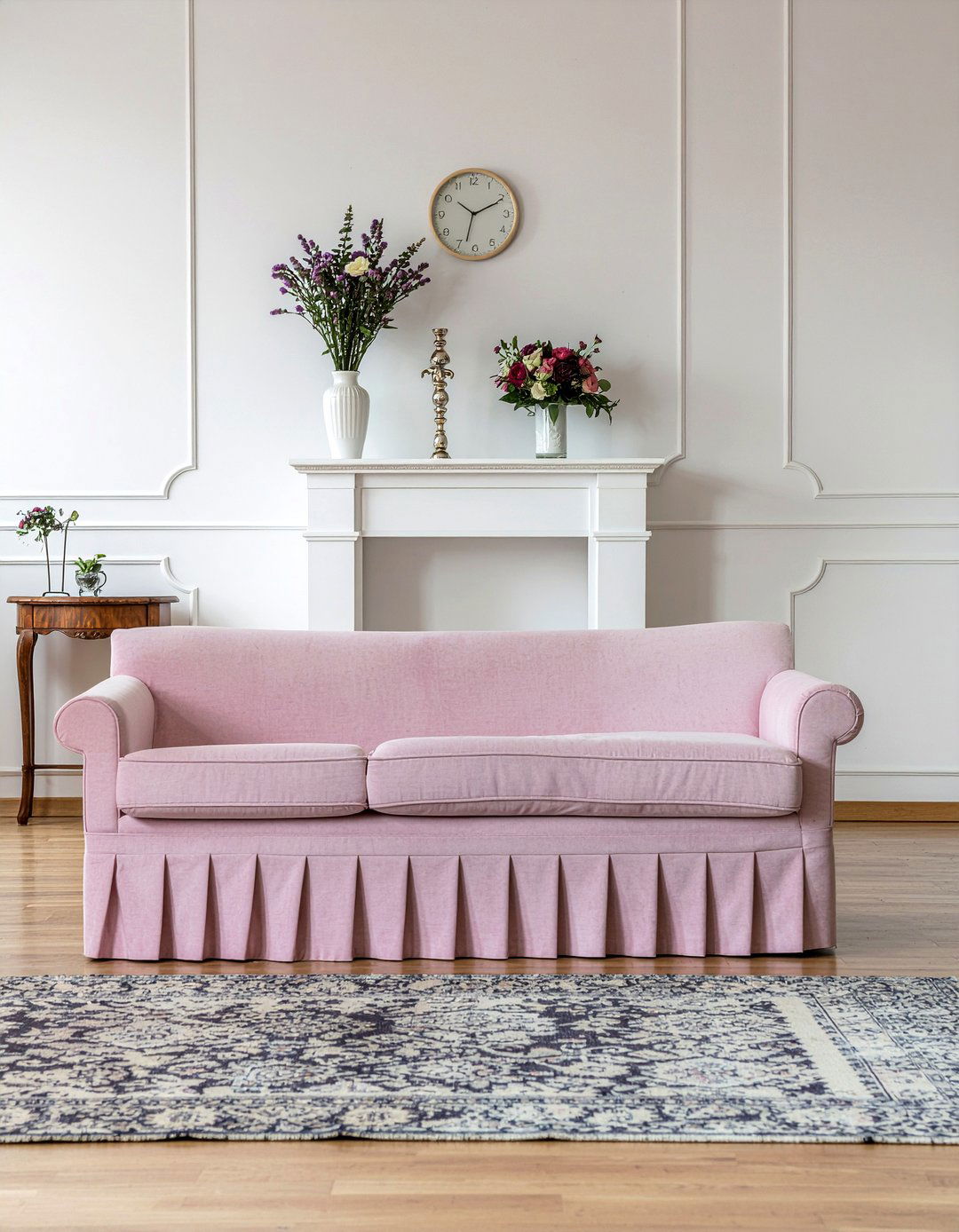 Skirted rolled arm sofa decor - 30 living room rolled arm sofa ideas