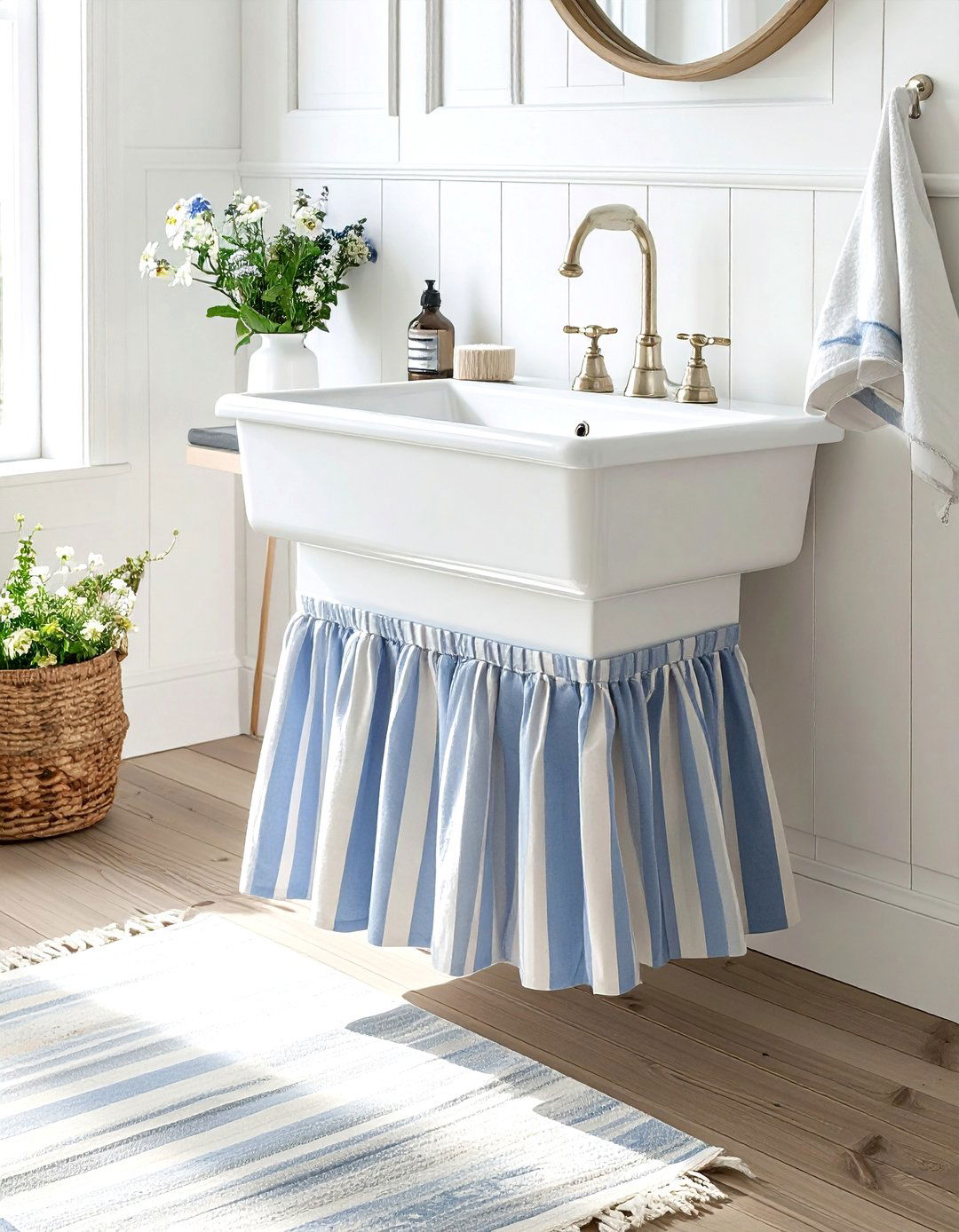 Skirted sink - 30 Parisian bathroom ideas
