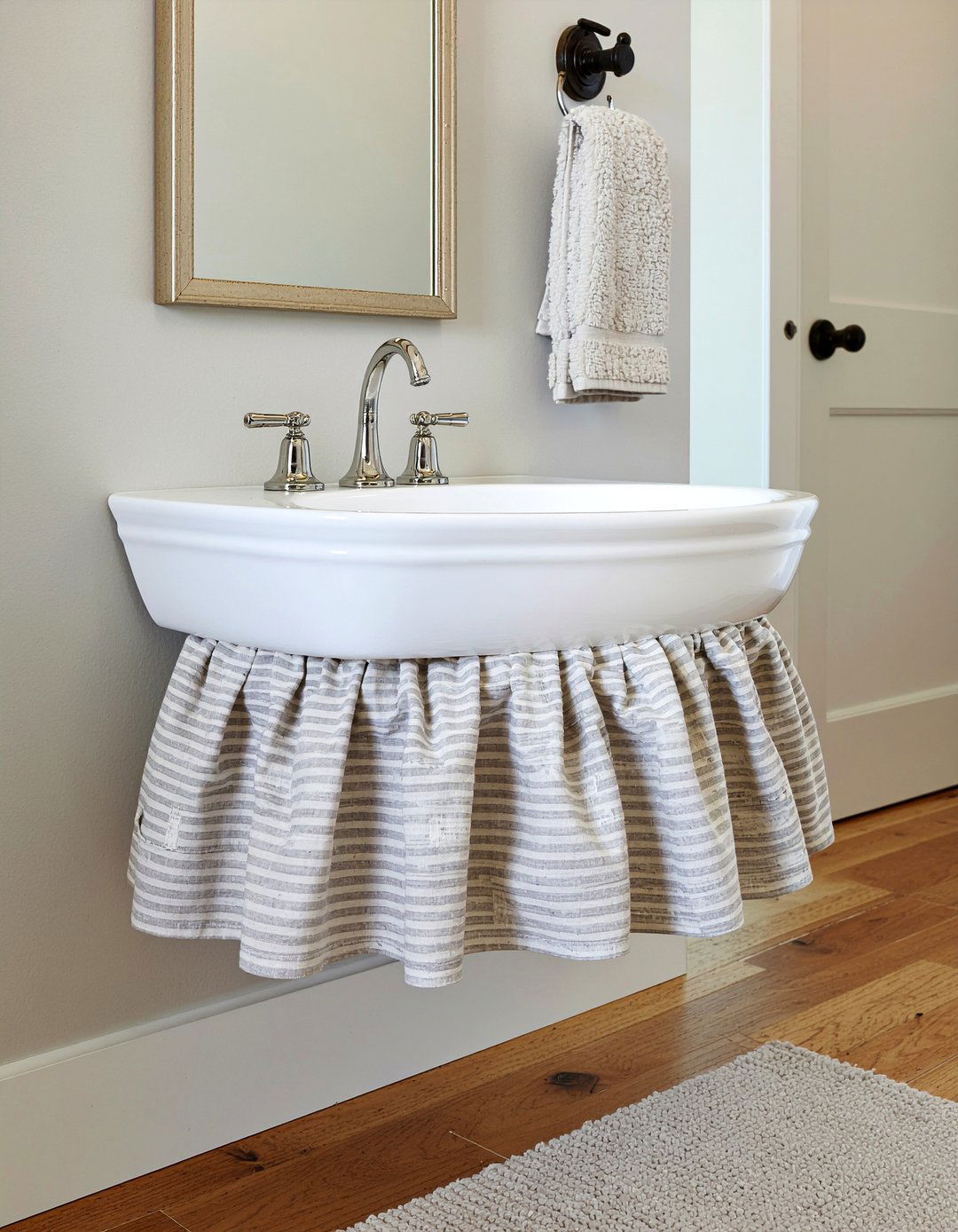 Skirted vanity sink - 30 French country bathroom ideas