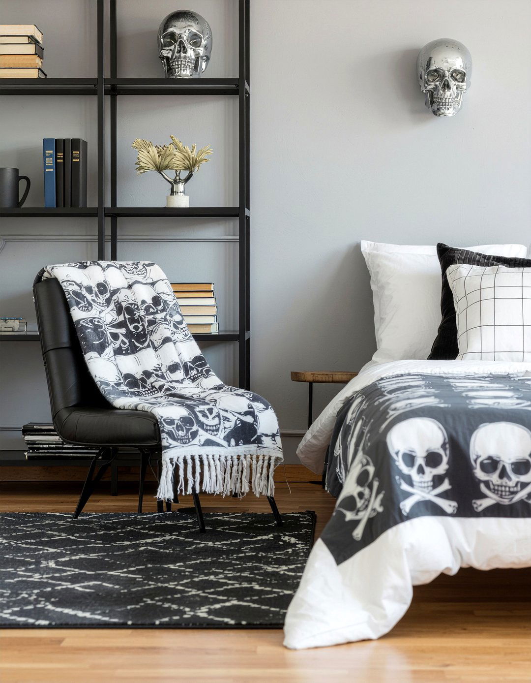Skull bedroom decor - 30 rock and roll bedroom ideas