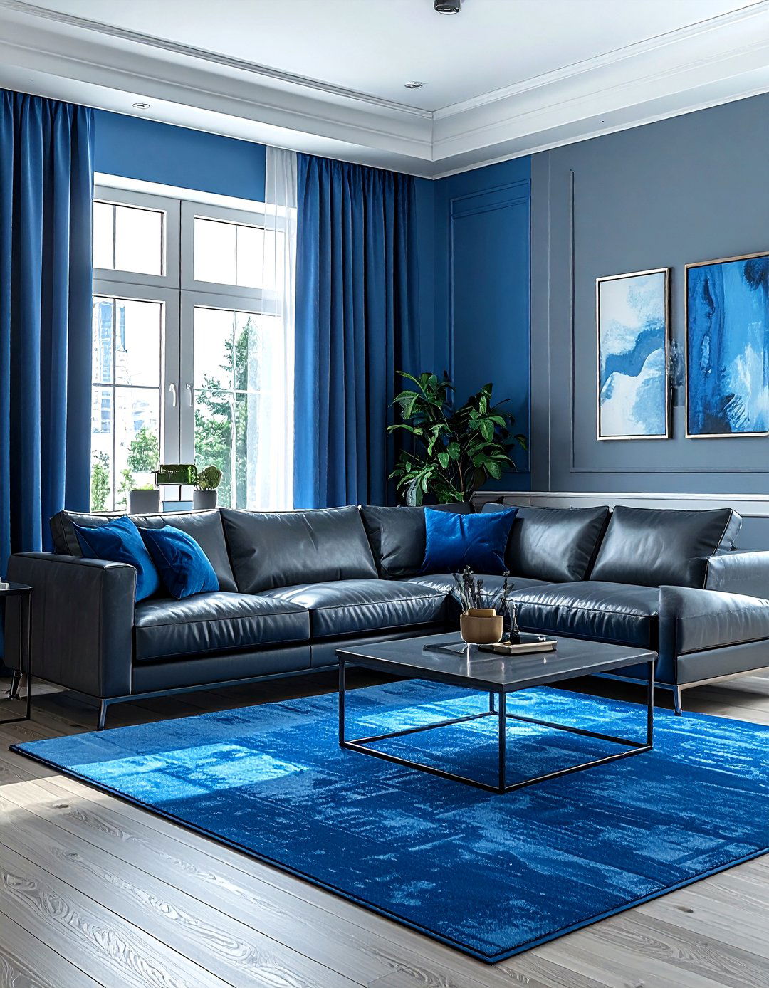 Sky Blue And Charcoal Gray Living Room - 30 blue and gray living room ideas