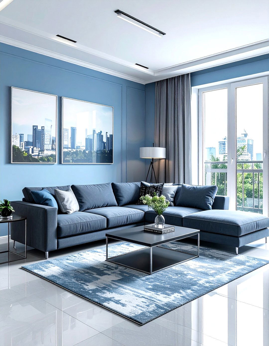 Sky Blue And Grey Living Room - 30 sky blue living room ideas