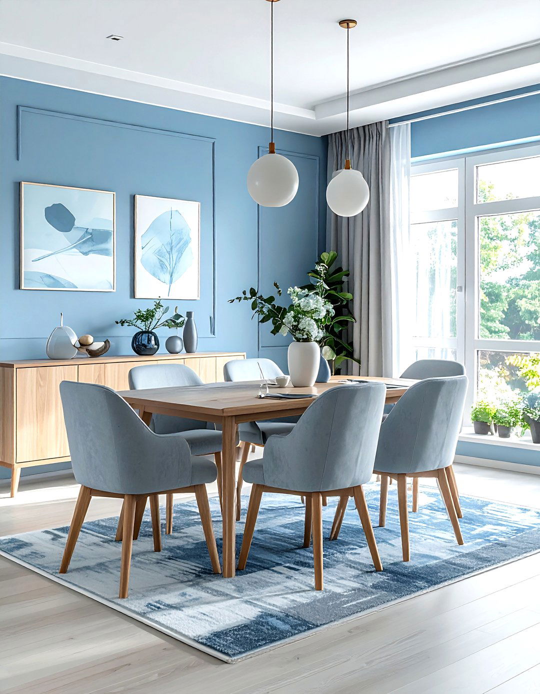 Sky Blue And Light Gray Dining Room - 30 blue and gray dining room ideas