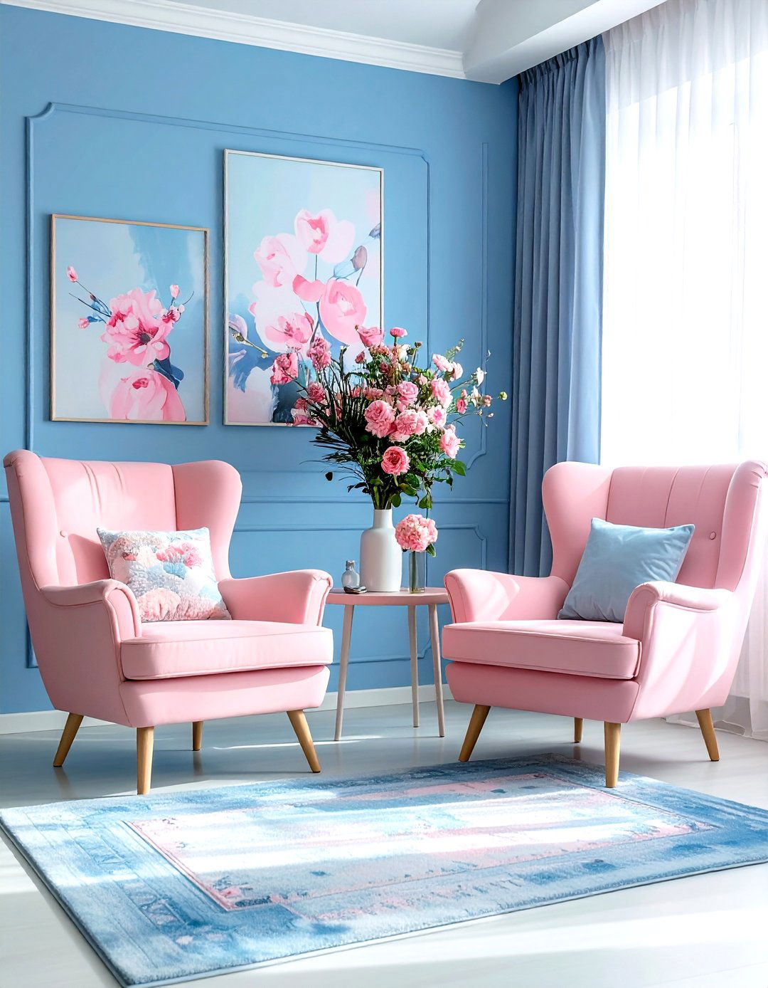 Sky Blue And Pink Living Room - 30 sky blue living room ideas